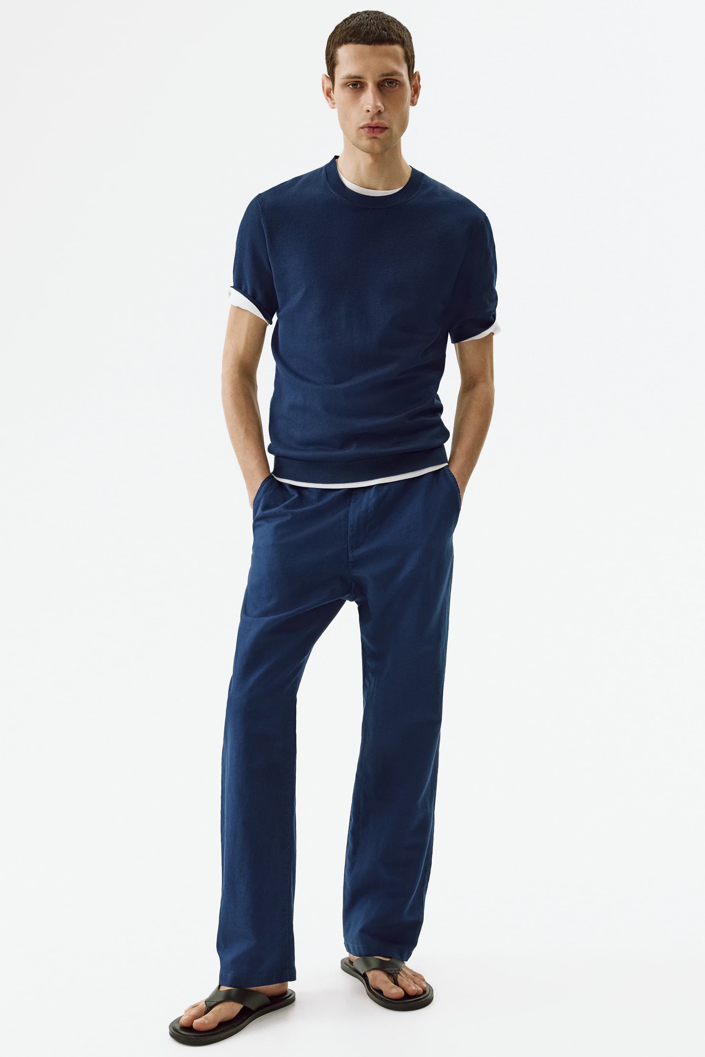 Broek van linnenmix - Regular Fit