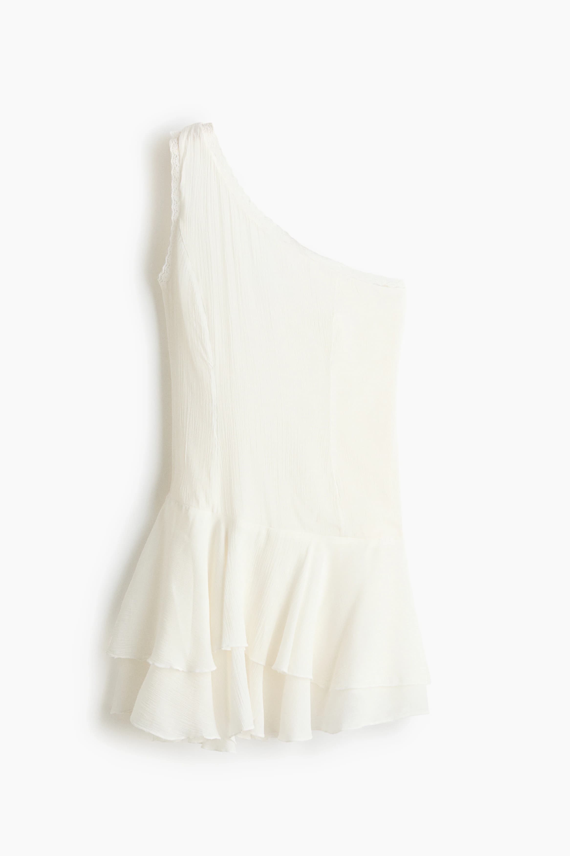 One-shoulderjurk met volants