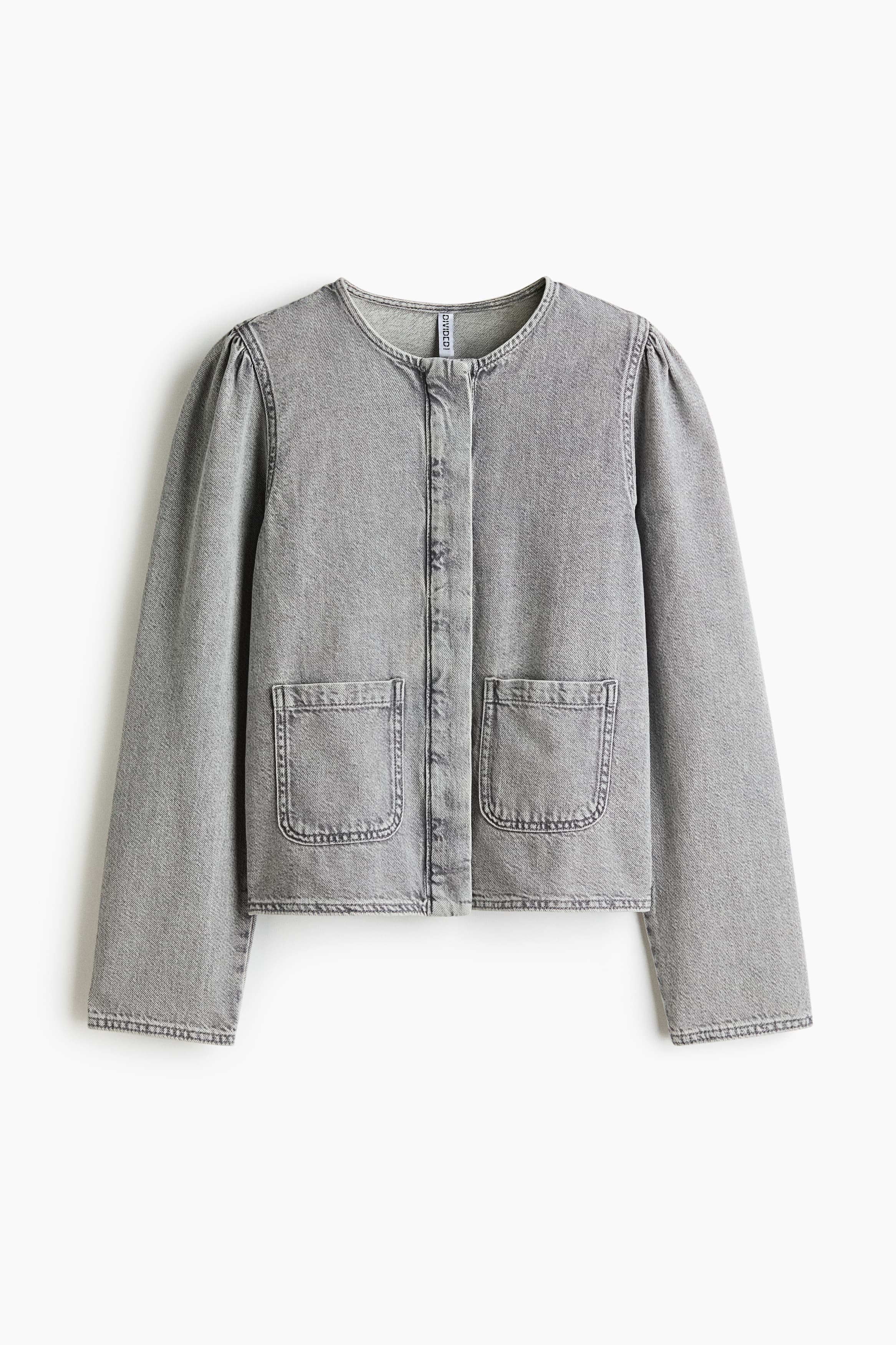 Denim jack met pofmouwen