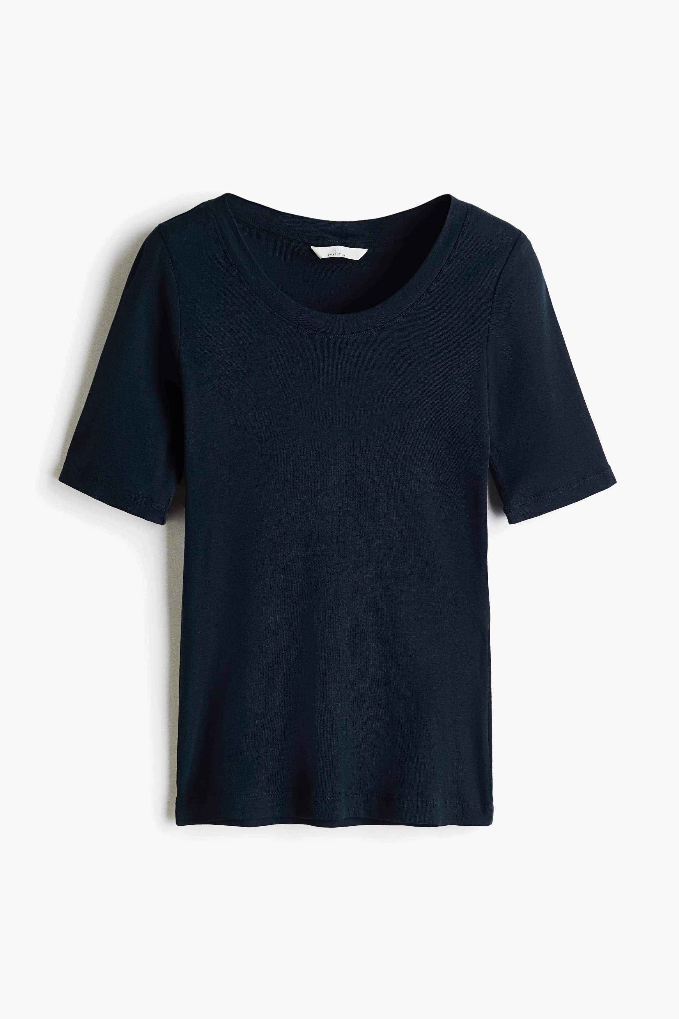 T-shirt van pimakatoen met wijde hals