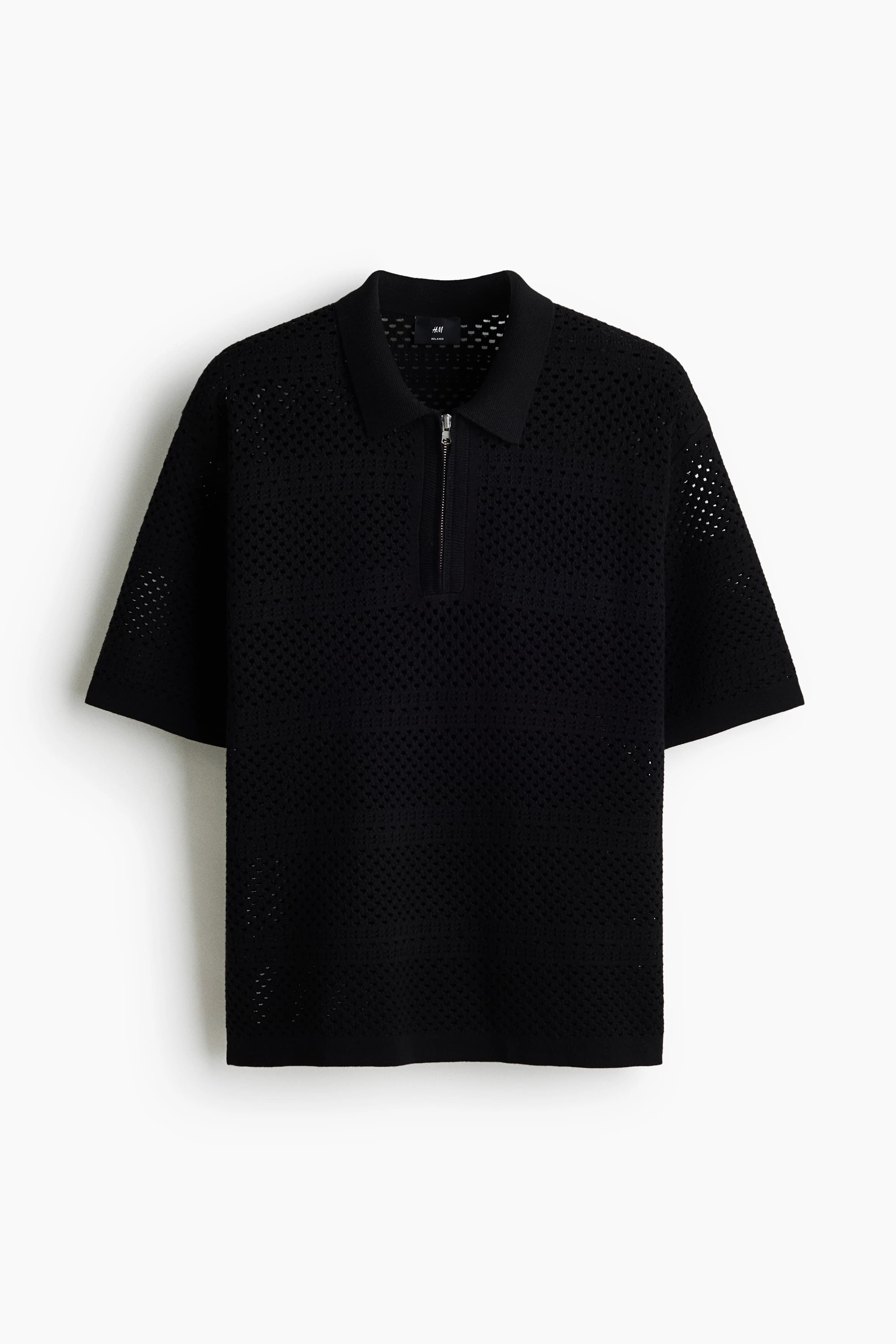 Ajourgebreid poloshirt - Relaxed Fit
