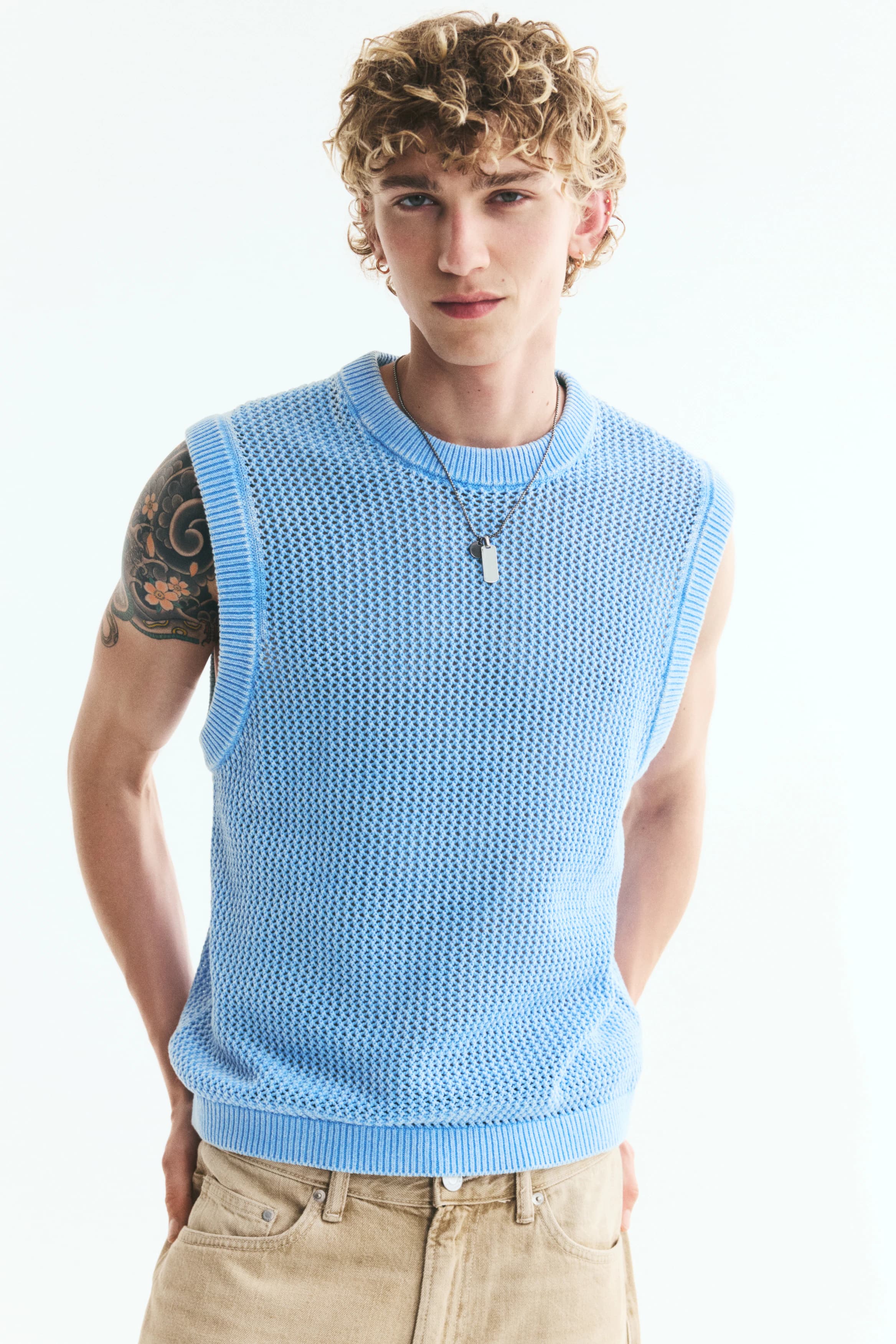 Ajourgebreide slip-over - Regular Fit