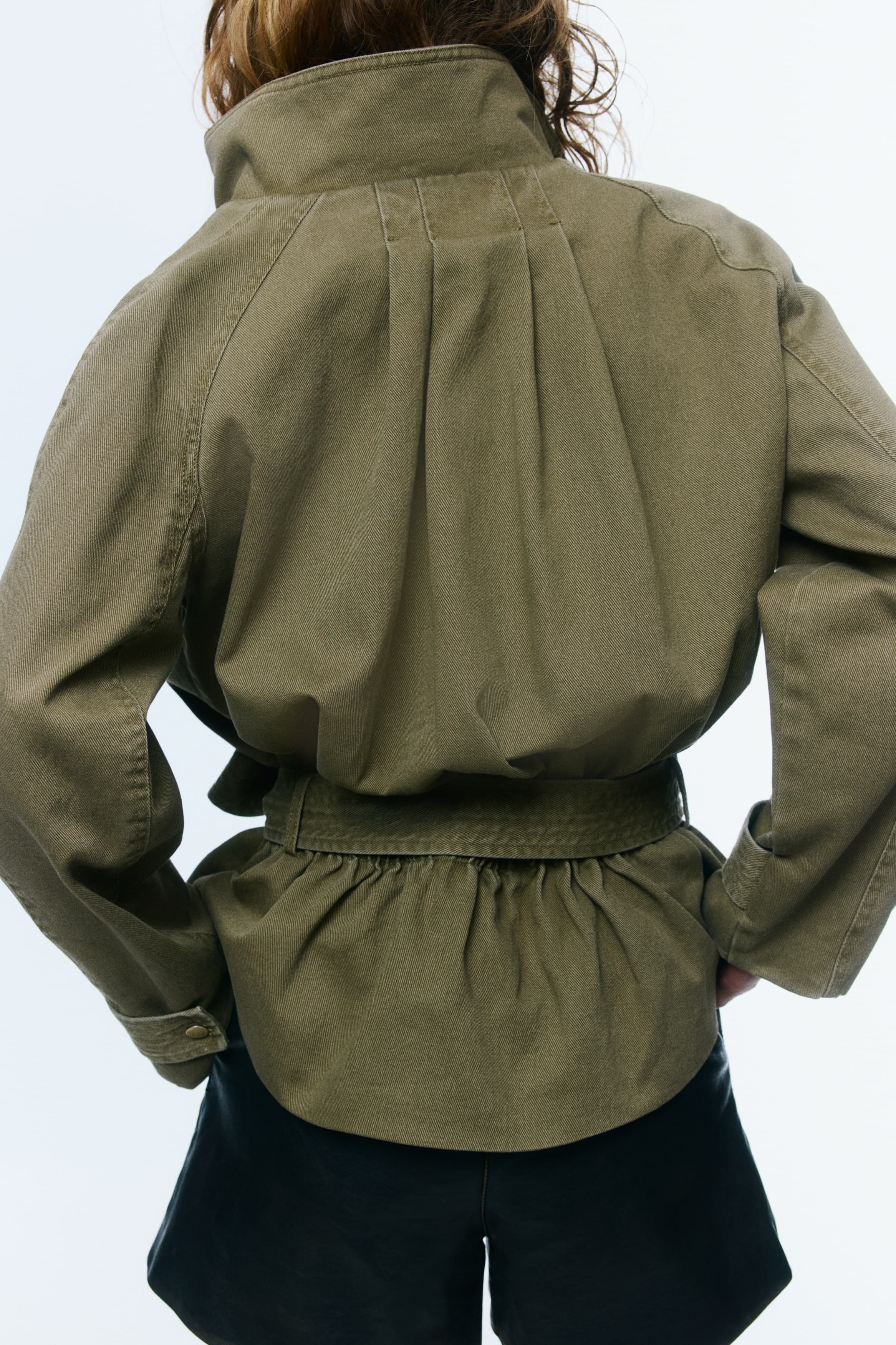Jack van katoenen twill met ceintuur