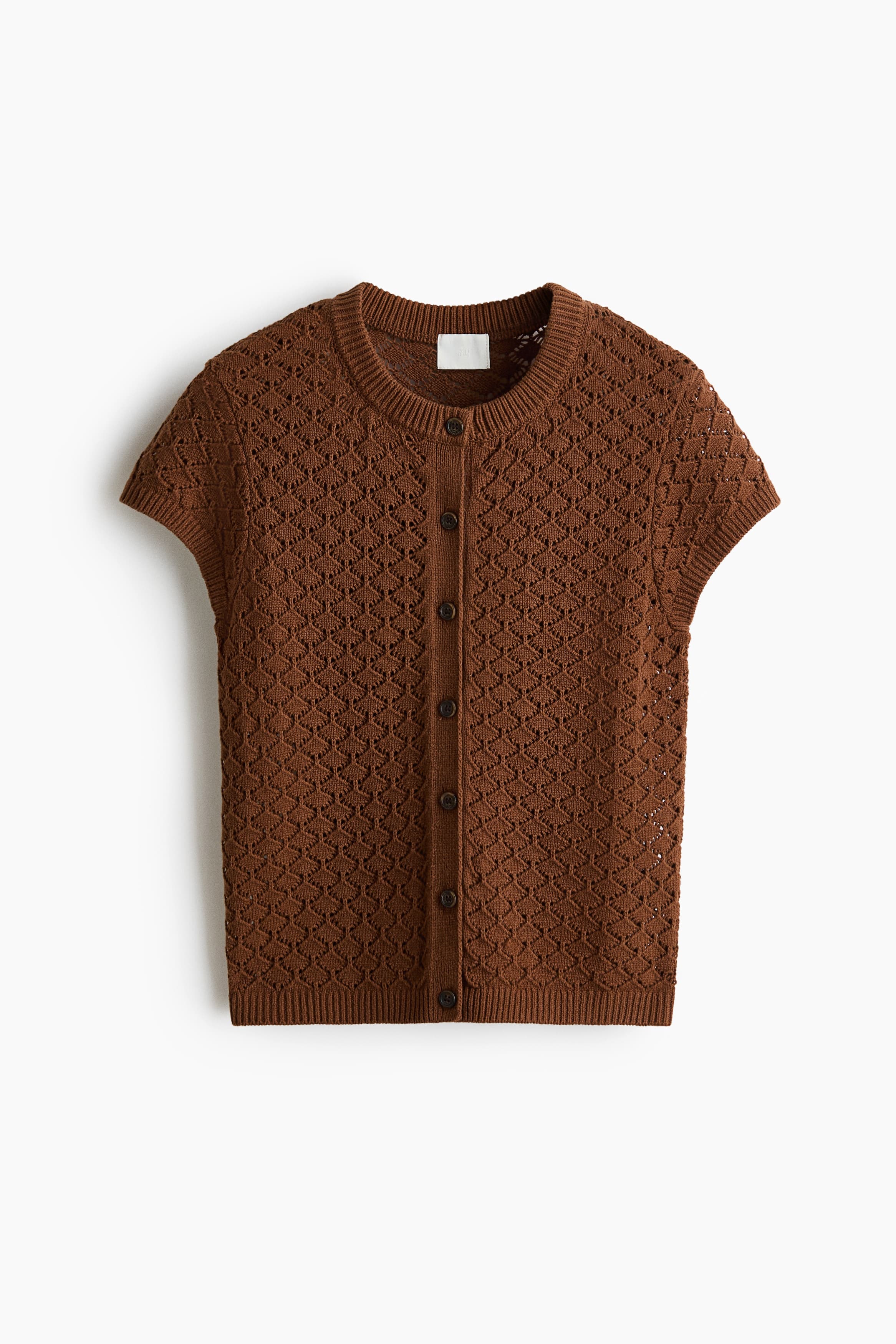 Ajourgebreid vest met kapmouwen