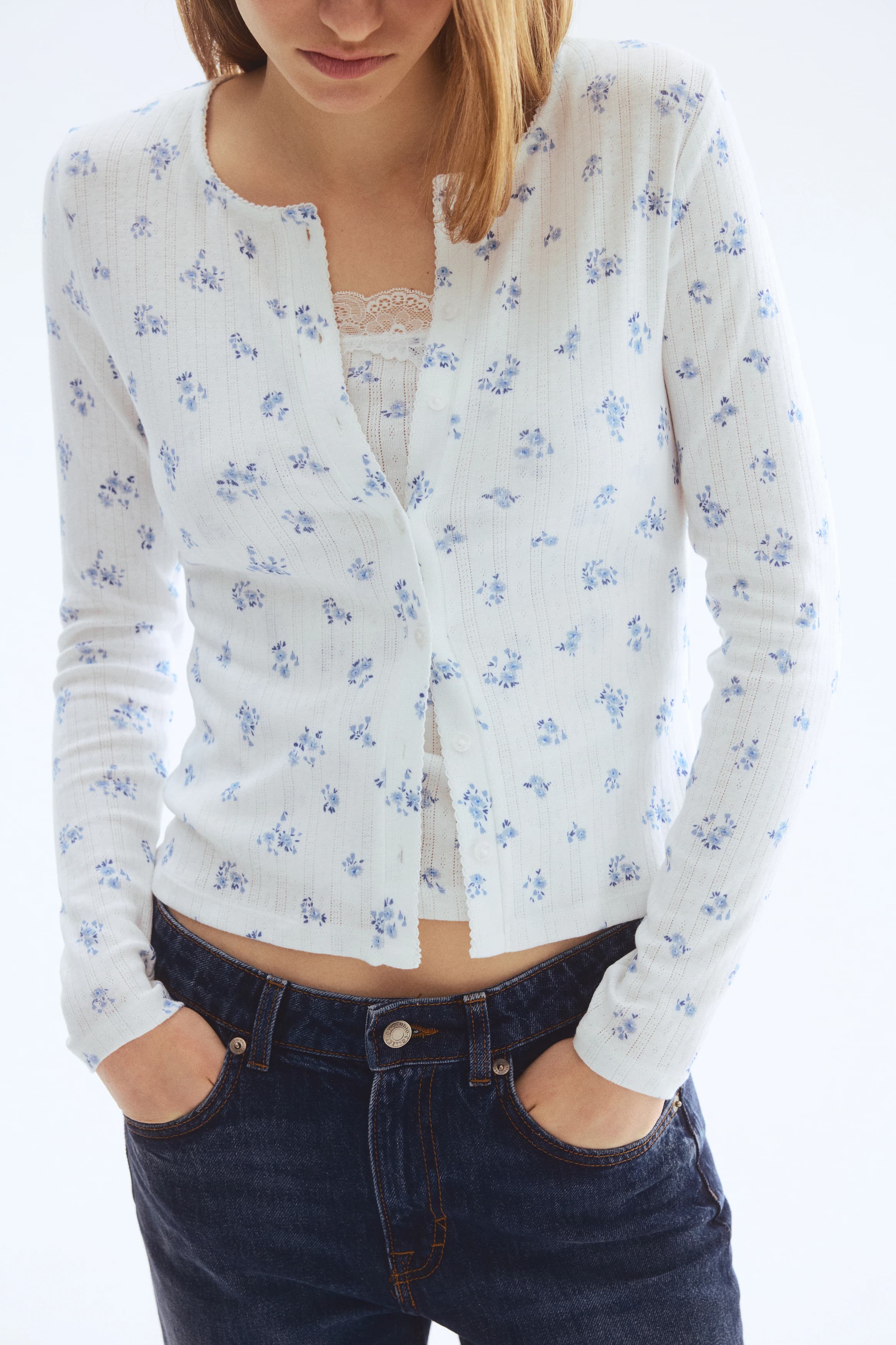 Vest van pointelletricot