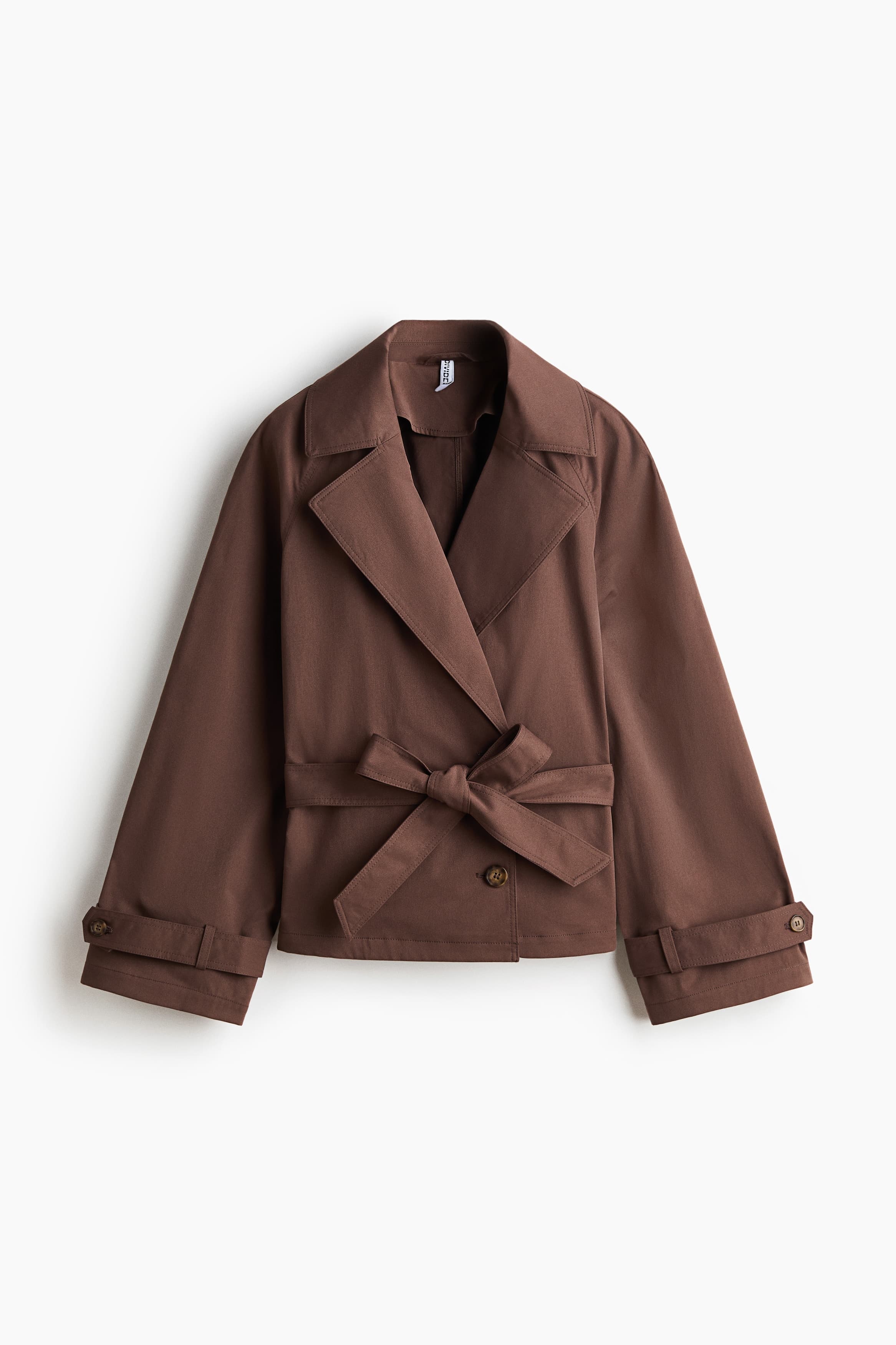 Korte trenchcoat met strikceintuur