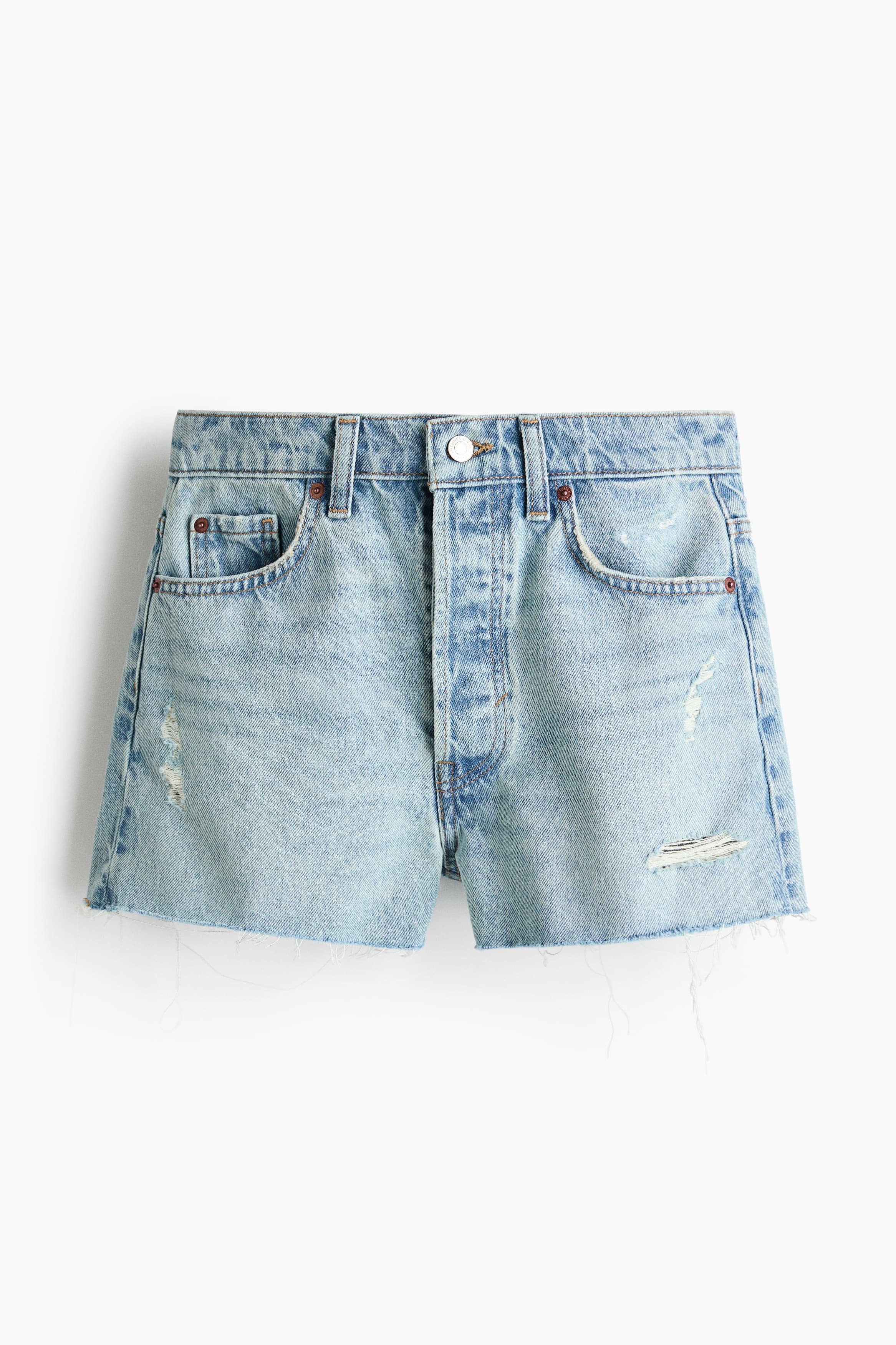 Denim short met onafgewerkte randen