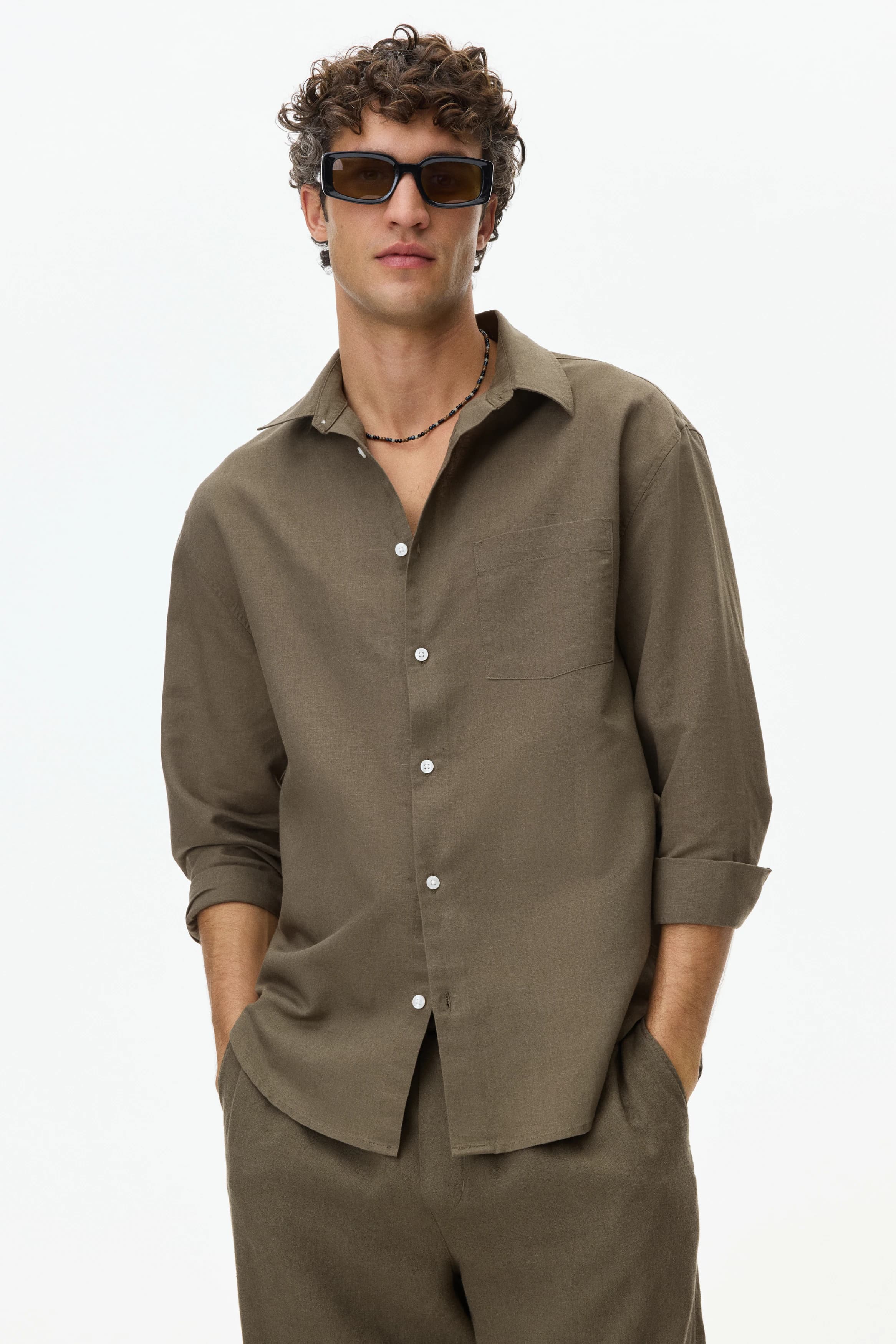 Overhemd van linnenmix - Relaxed Fit