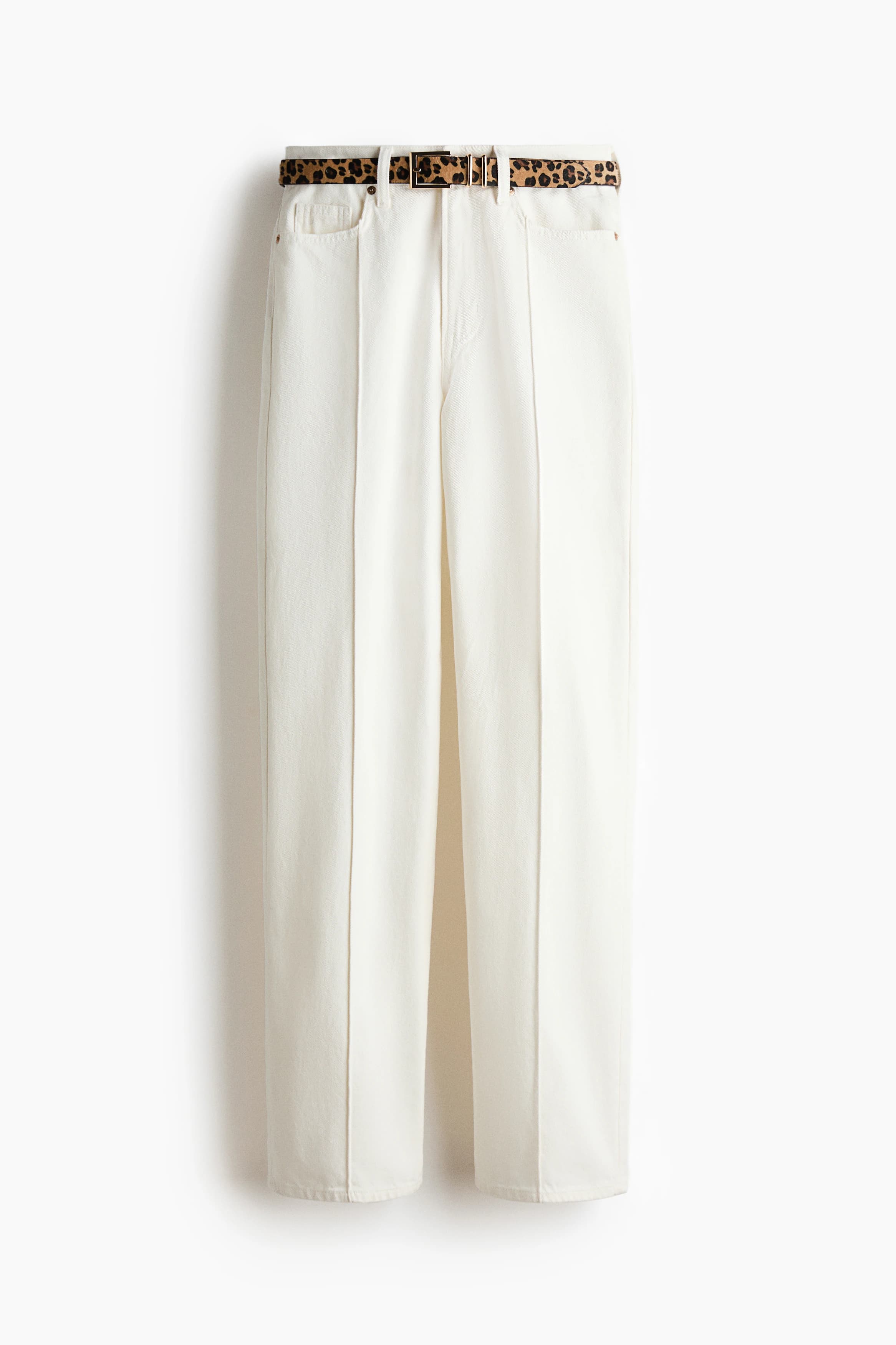 Belted Straight High Jeans
