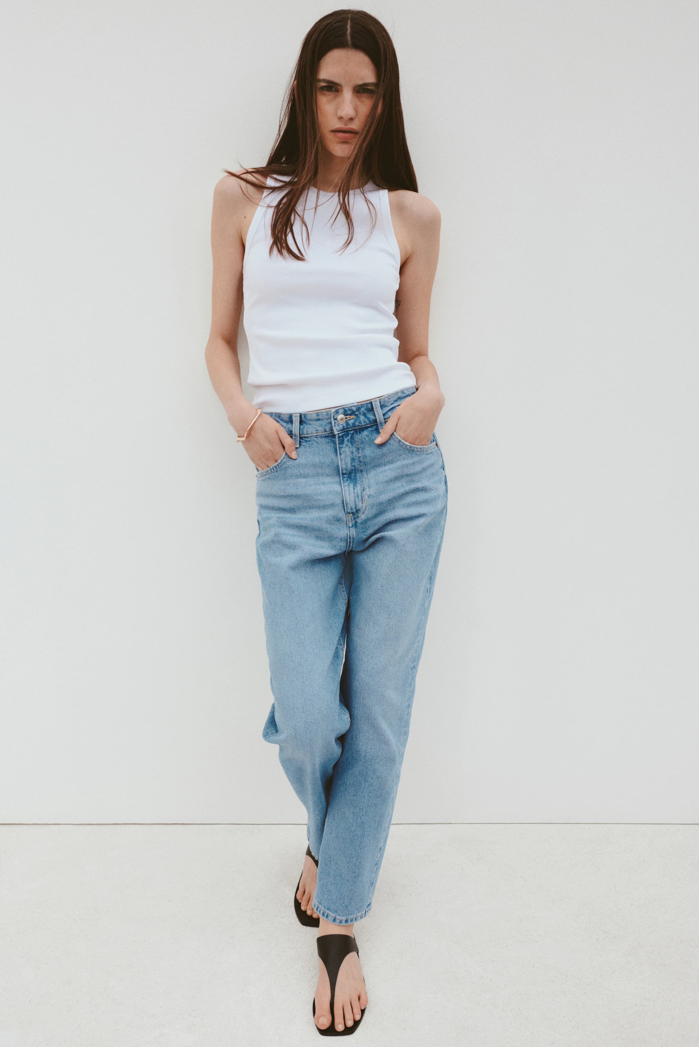 Mom Slim Fit High Waist Ankle Jeans