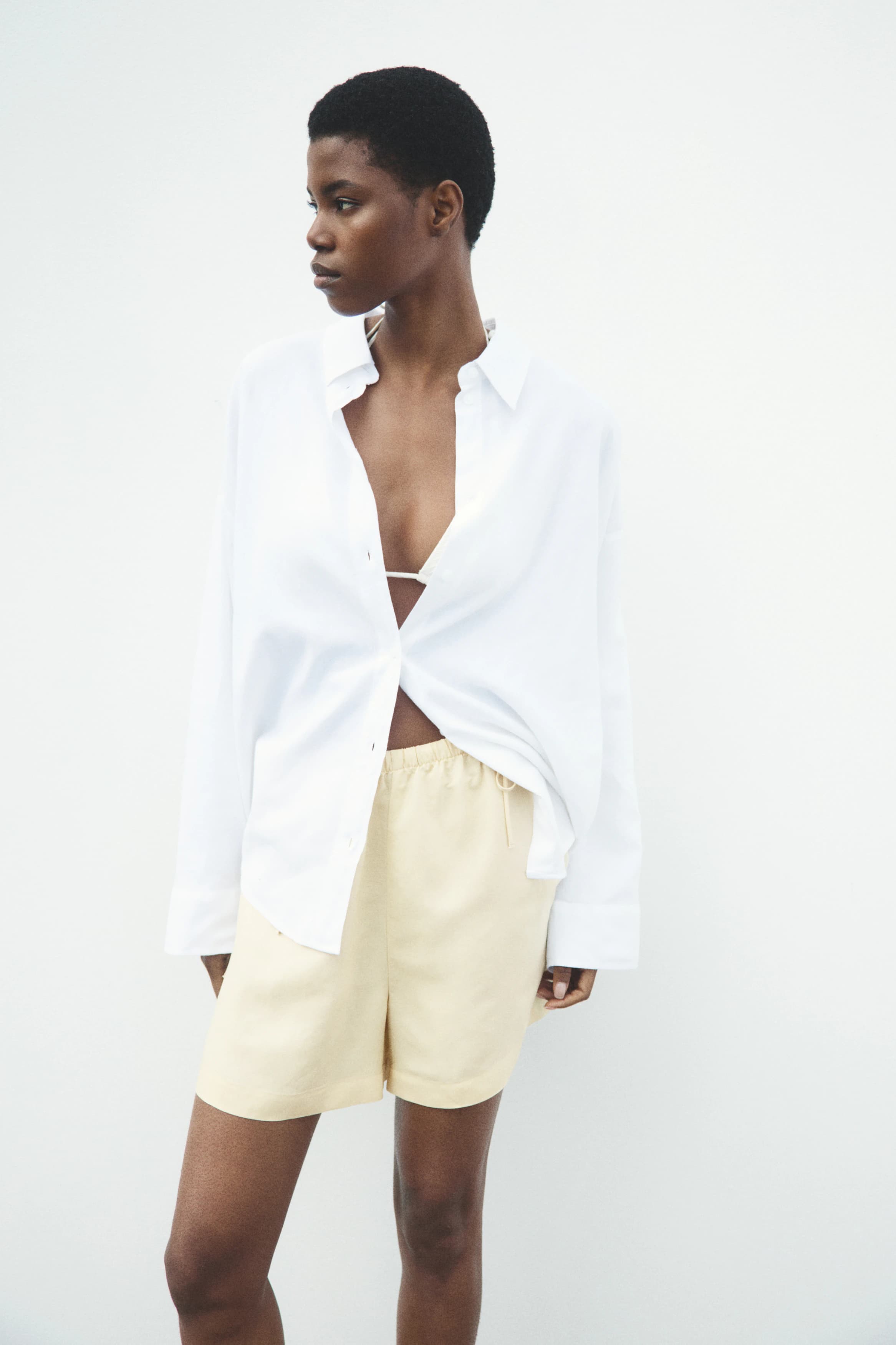 Drawstringshort van linnenmix