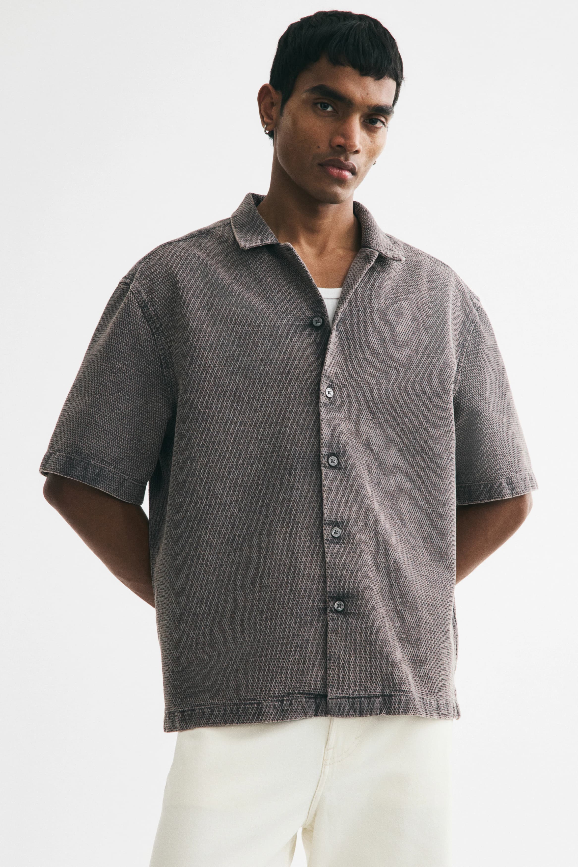 Casual overhemd met wafelstructuur - Relaxed Fit