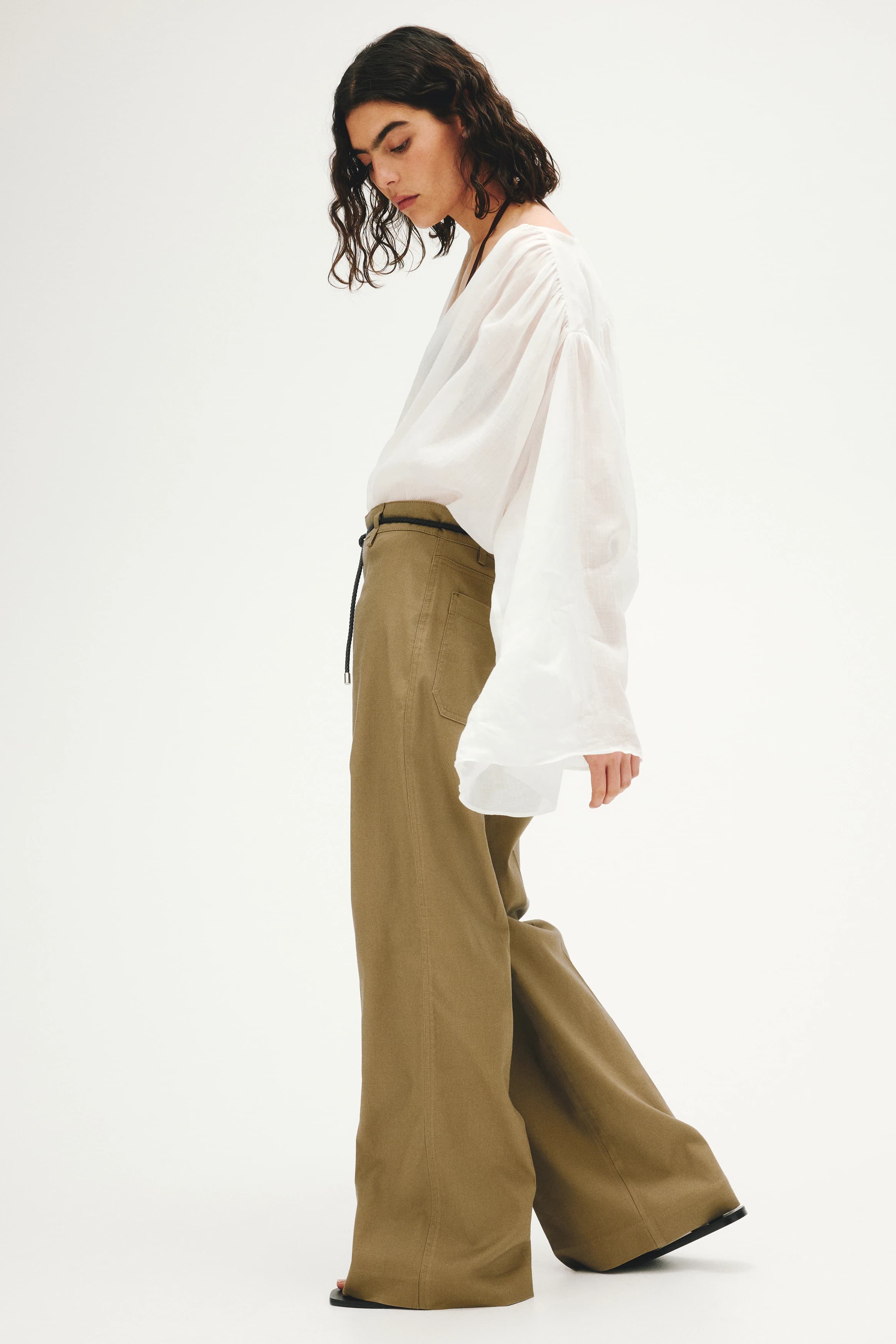 Bootcut-broek van linnenmix
