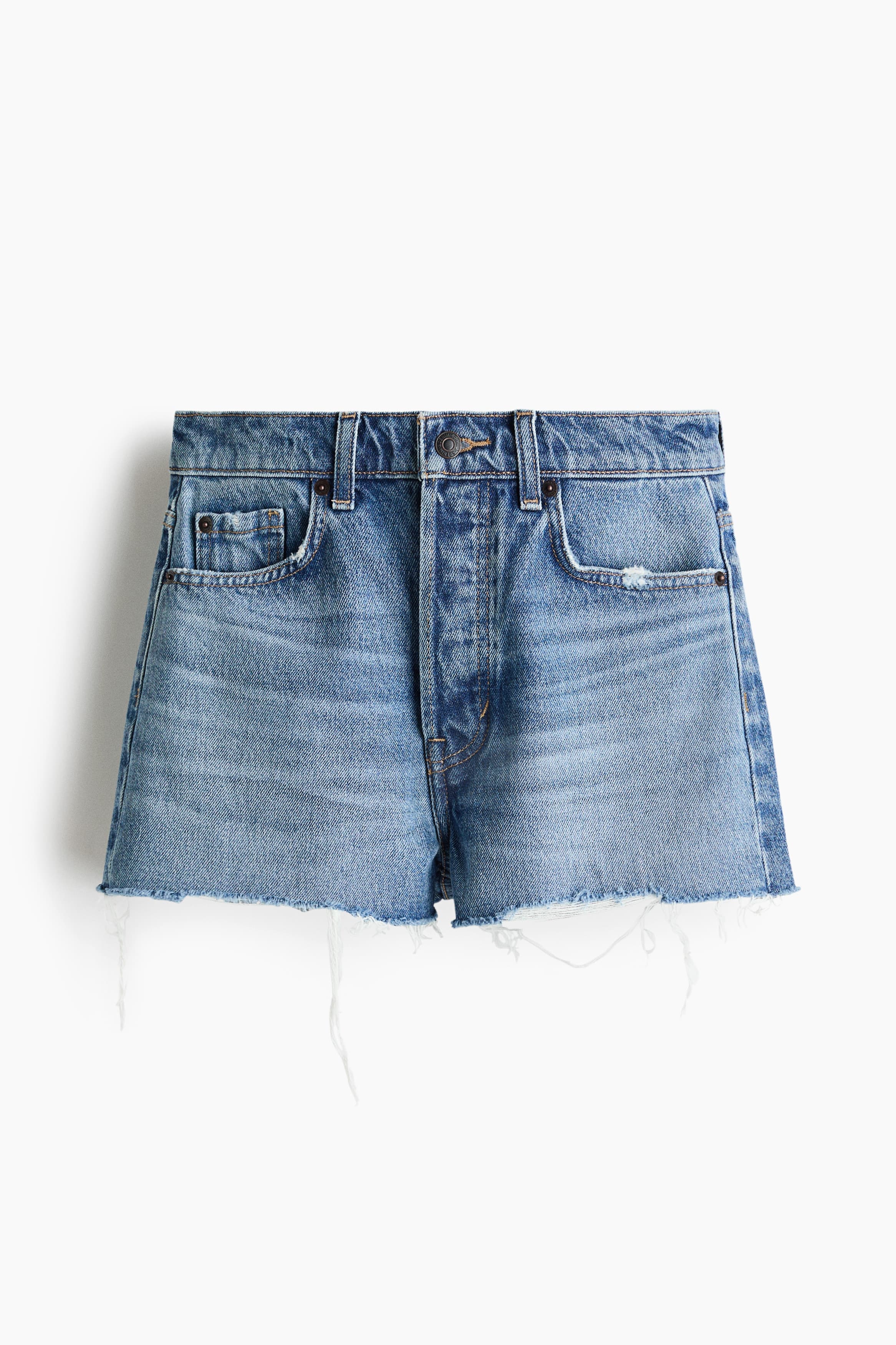 Denim short met onafgewerkte randen