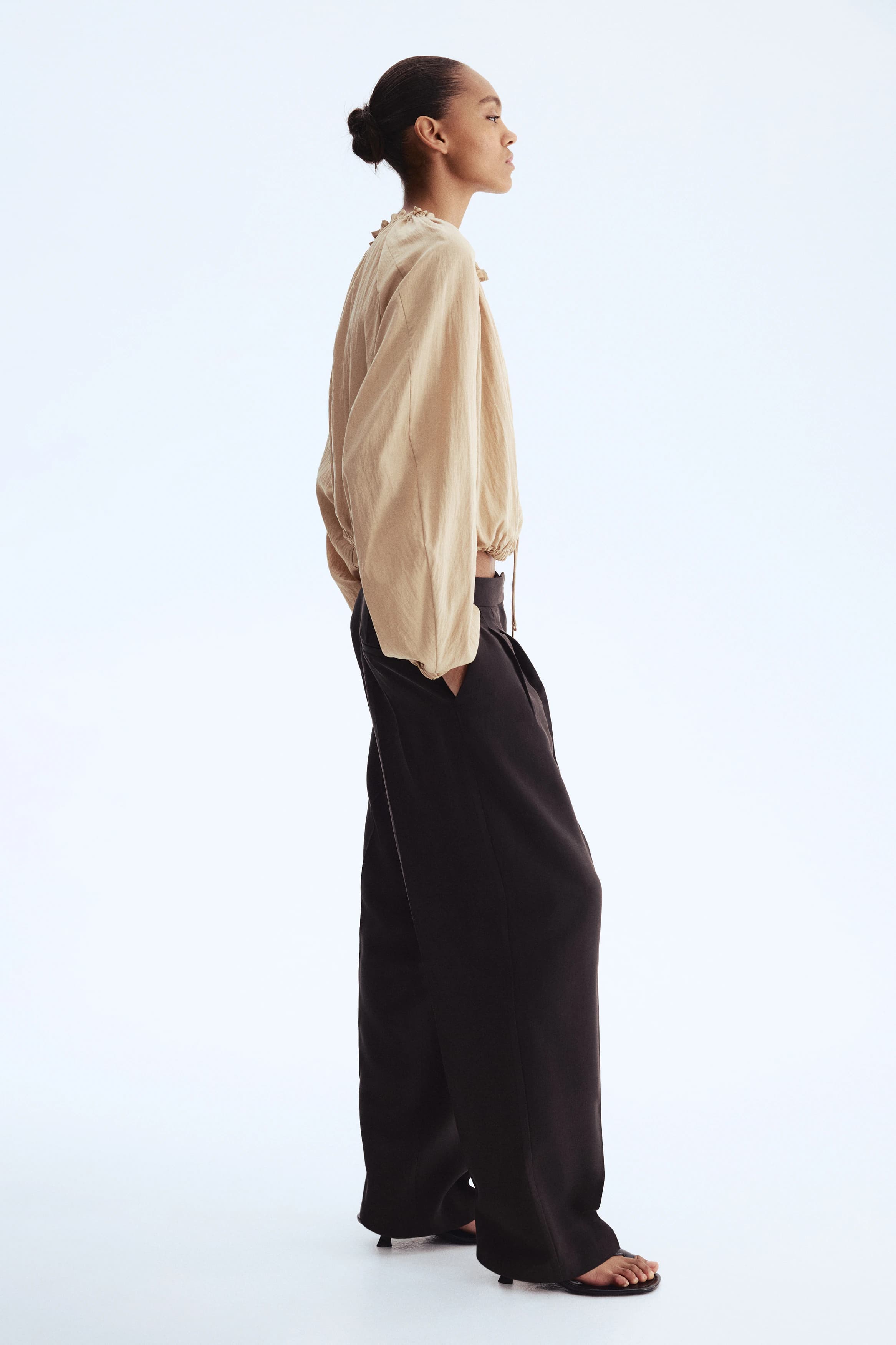 Twill barrel-leg broek