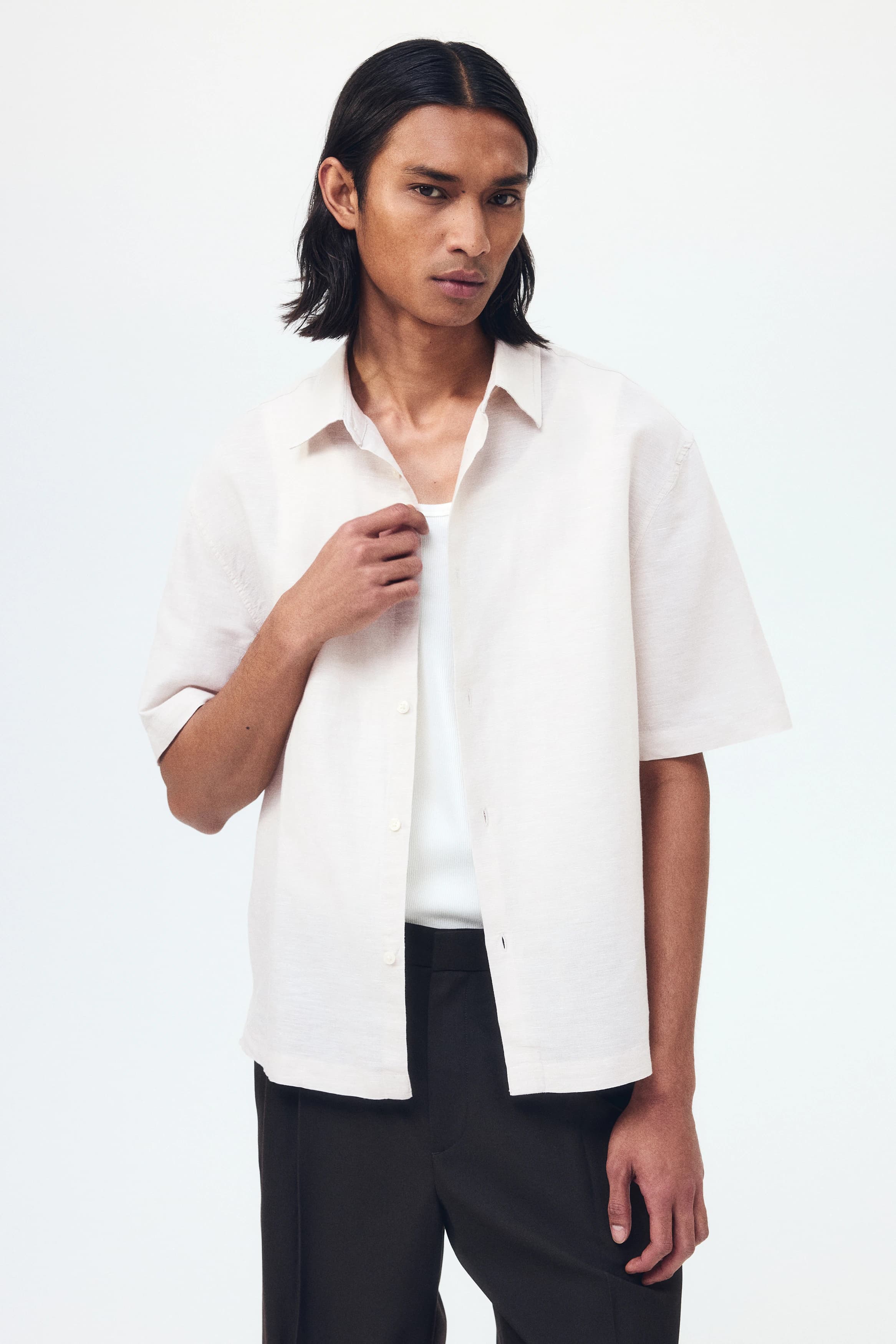Overhemd van linnenmix - Relaxed Fit