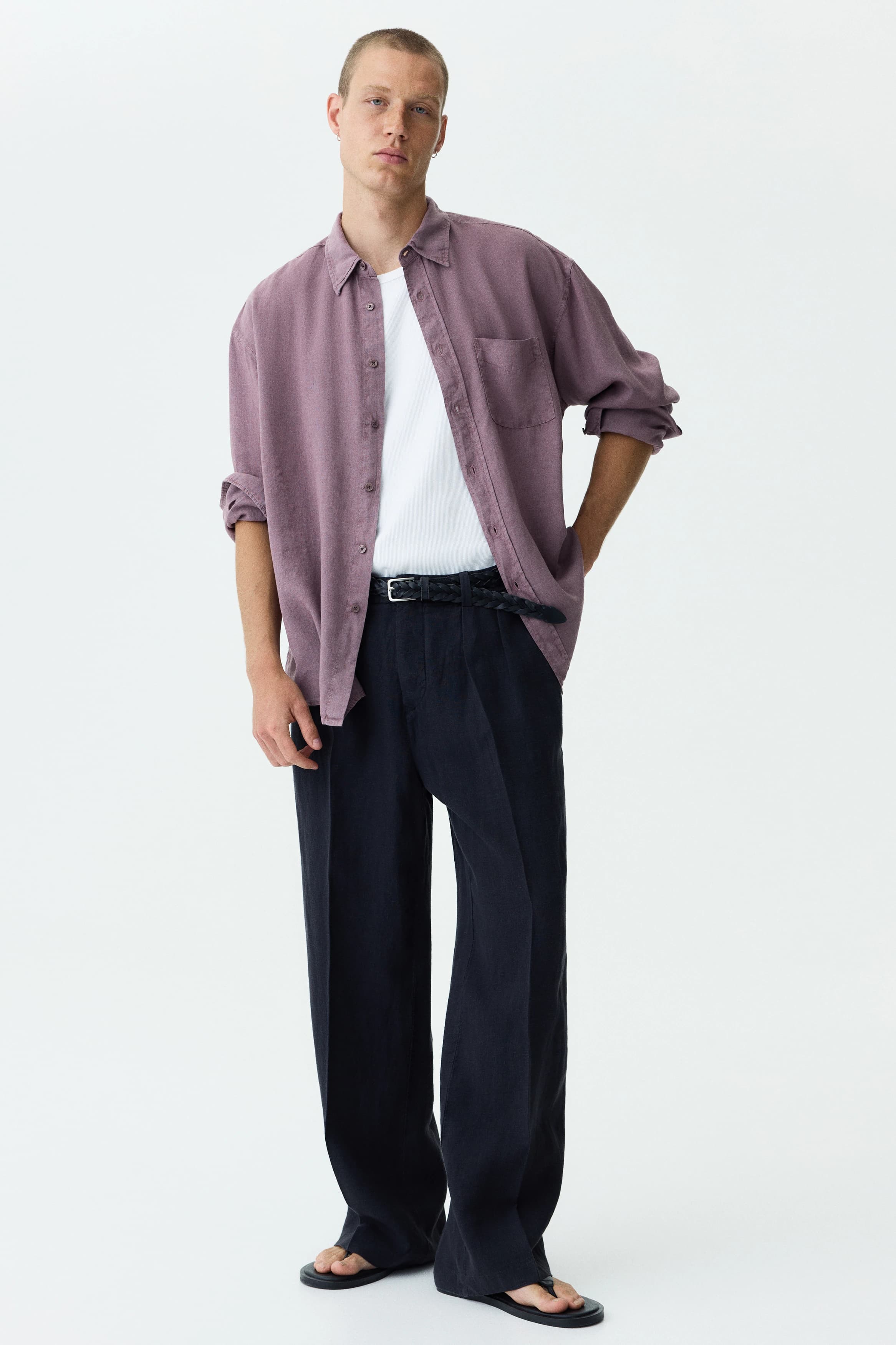 Wijde linnen broek - Loose Fit