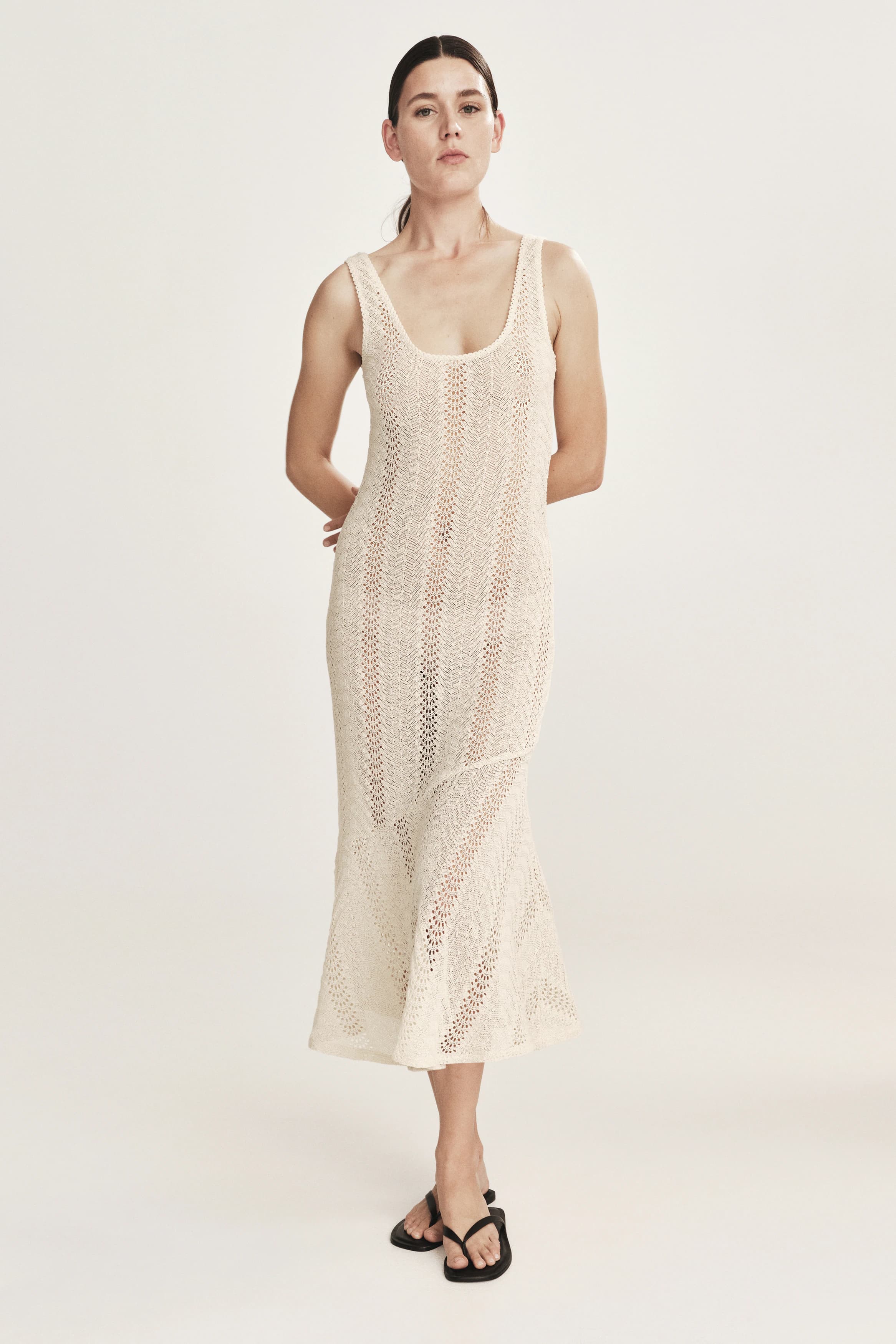 Midi-jurk met gehaakte look