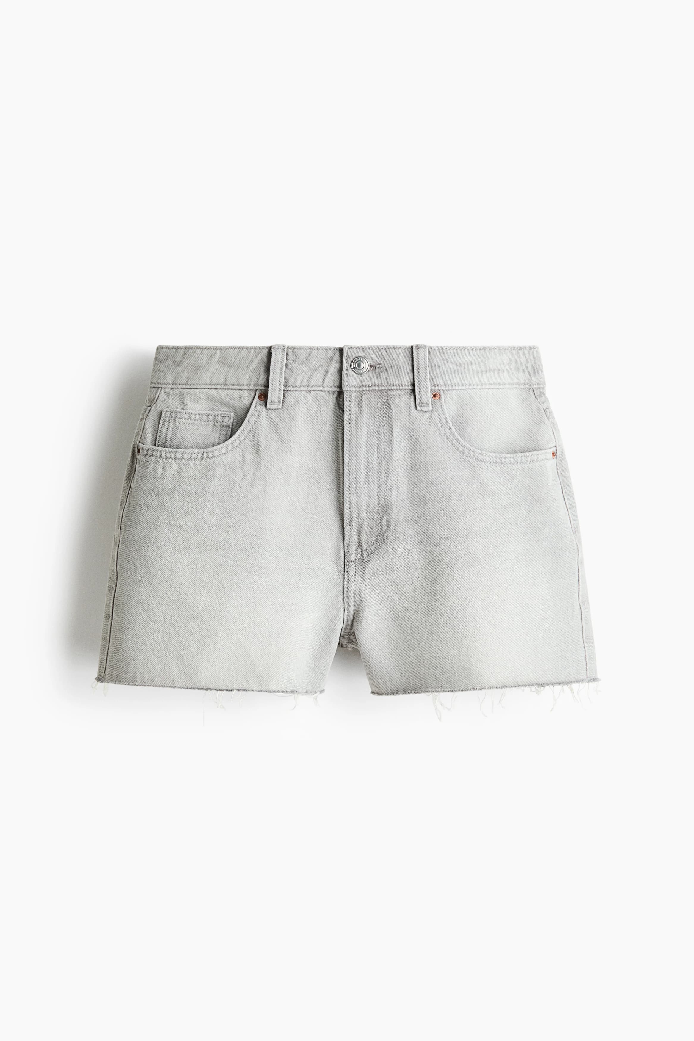Raw-edge denim shorts