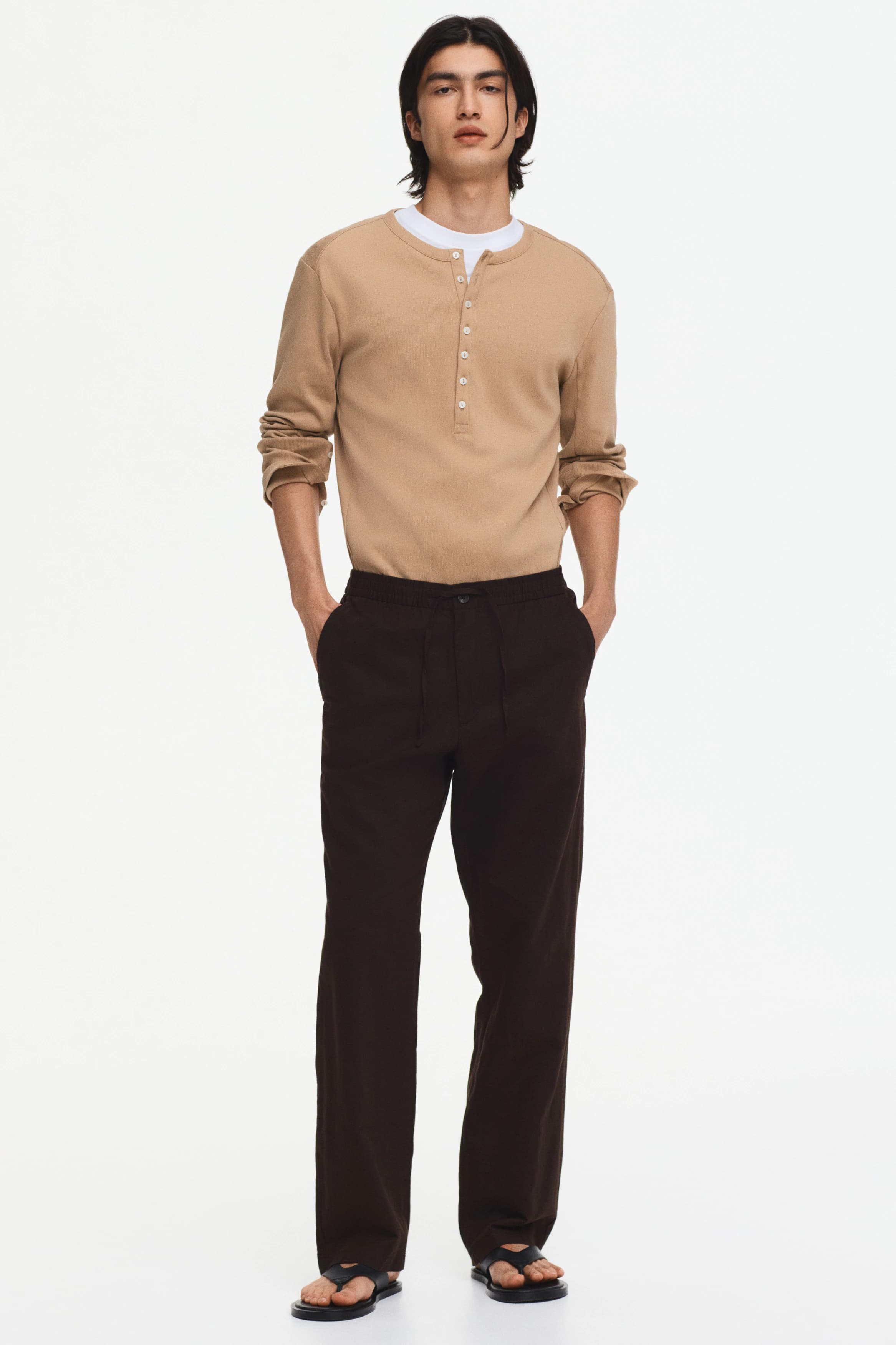 Broek van linnenmix - Regular Fit