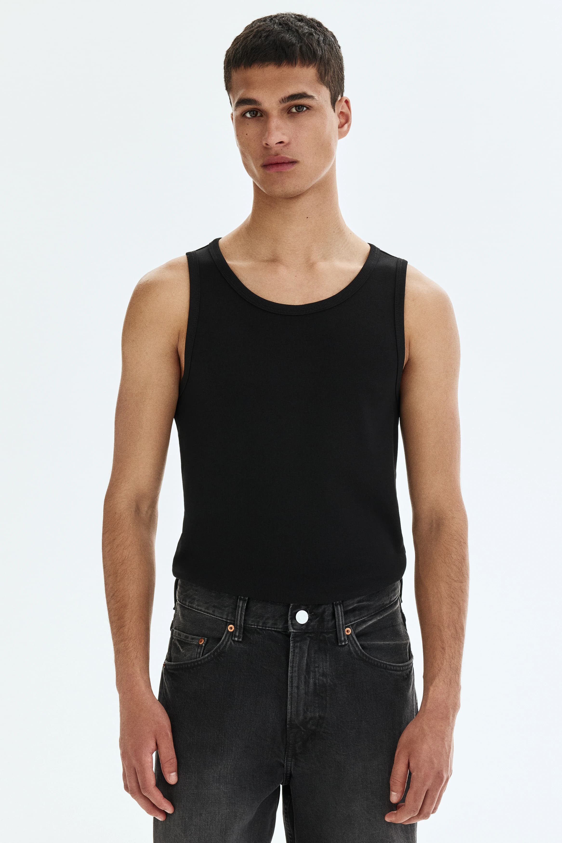 Geribde tanktop - Slim Fit