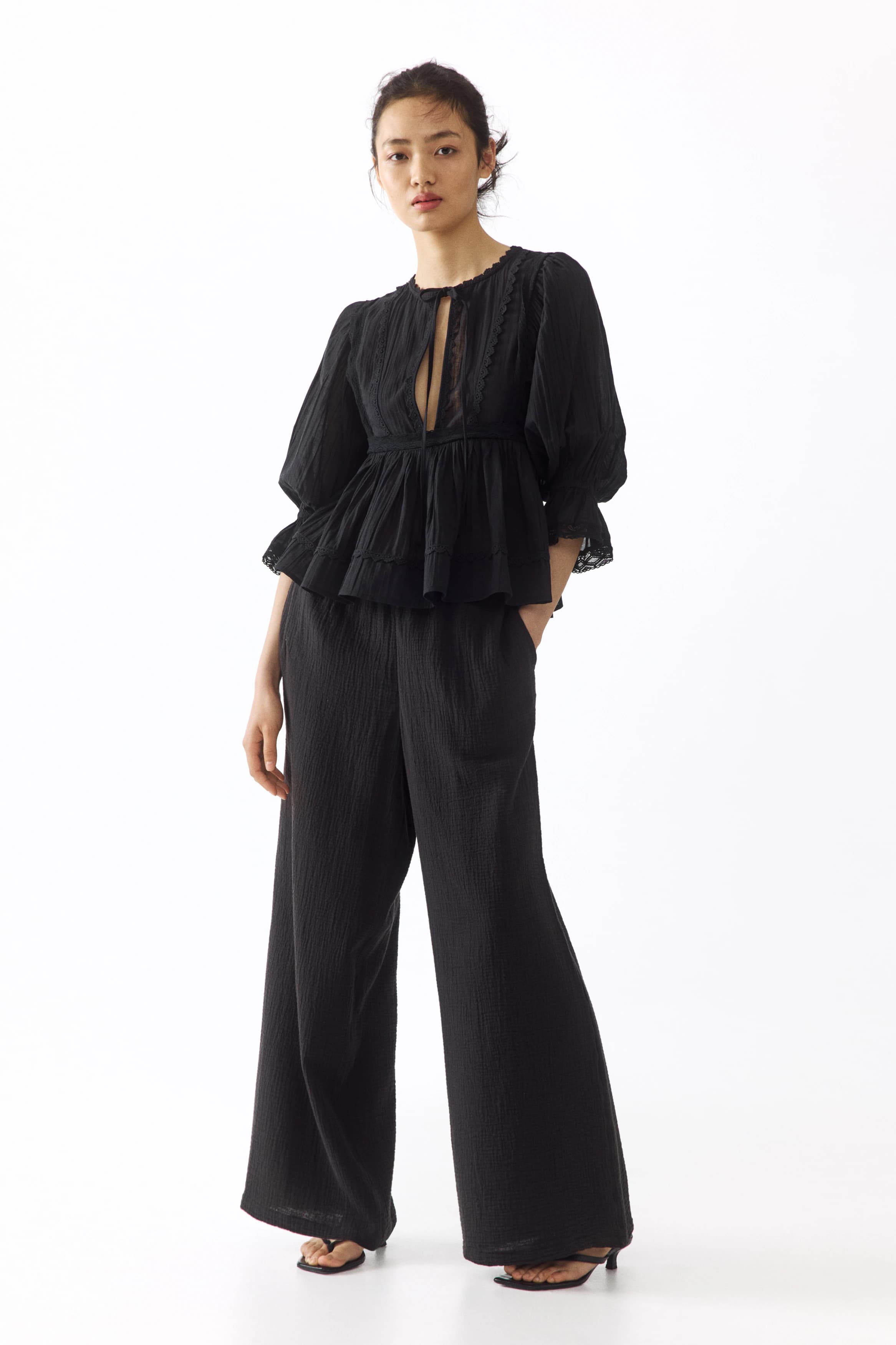 Rechte broek van mousseline