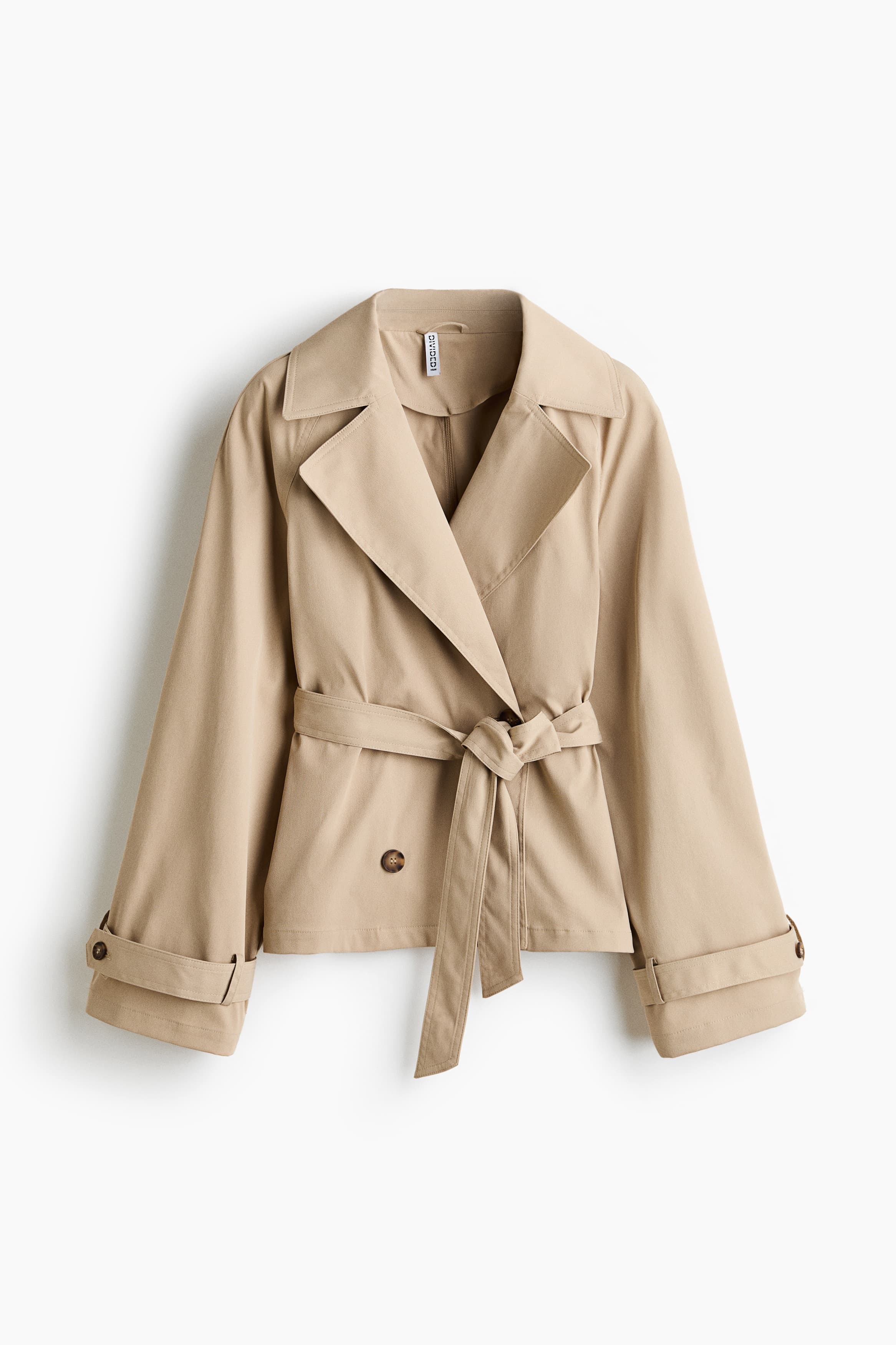 Korte trenchcoat met strikceintuur