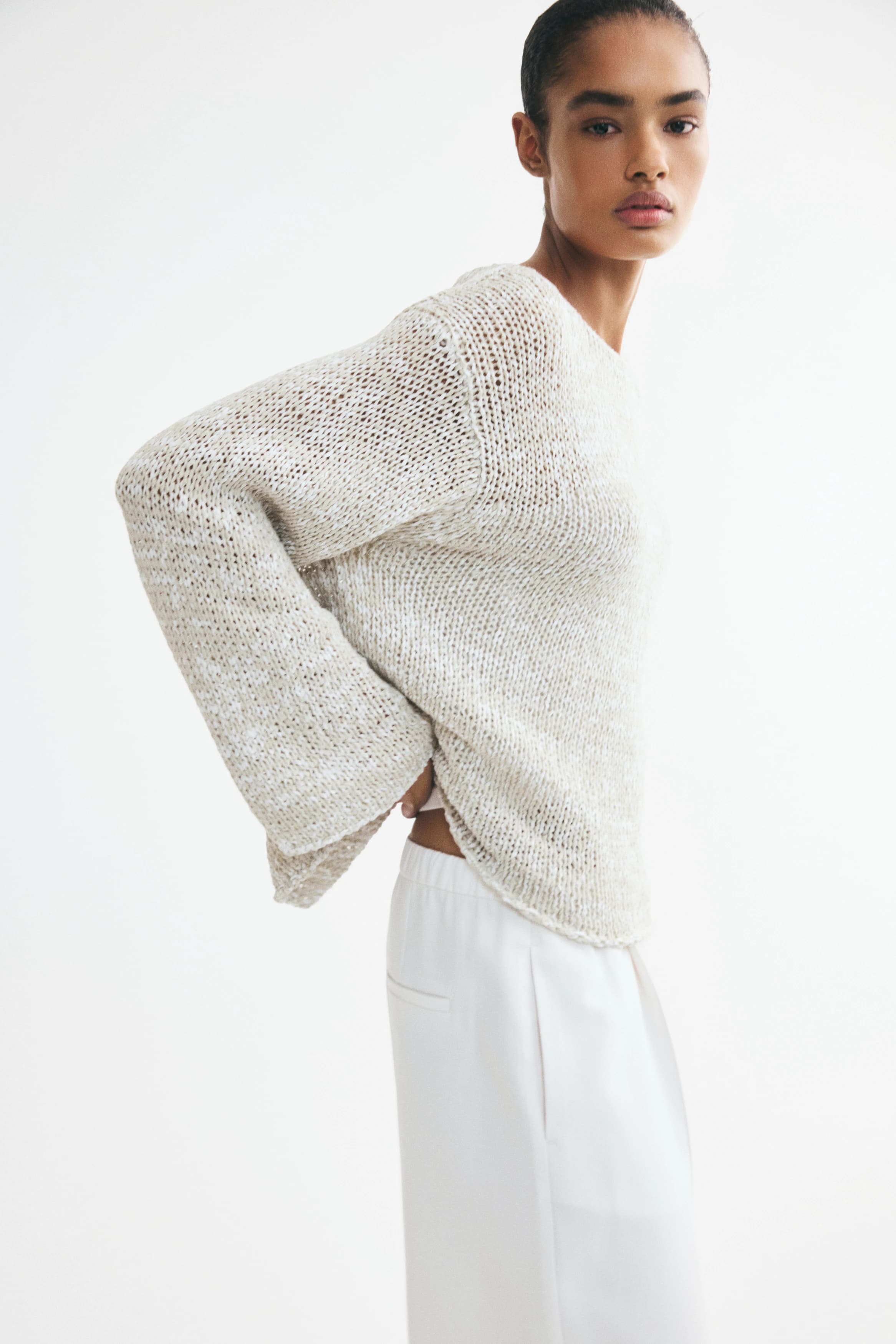 Structuurgebreide oversized trui