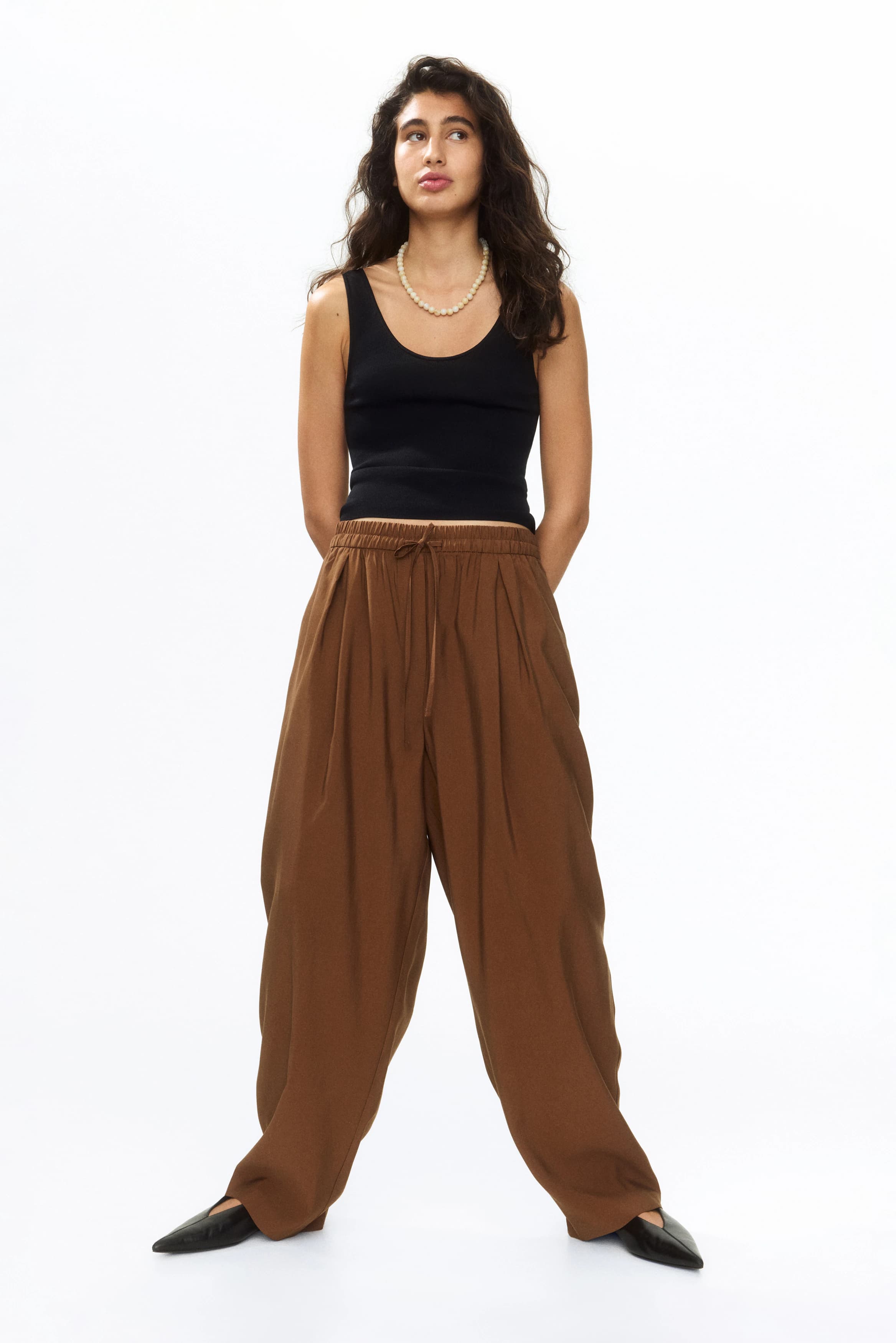 Barrel-leg broek met drawstring