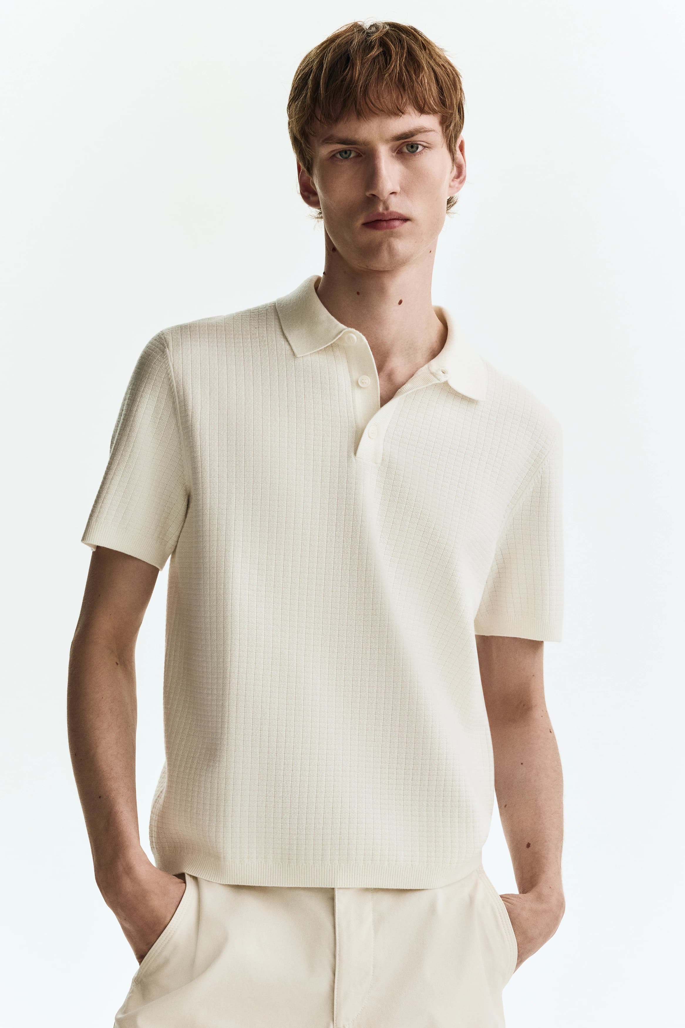 Structuurgebreid poloshirt - Regular Fit