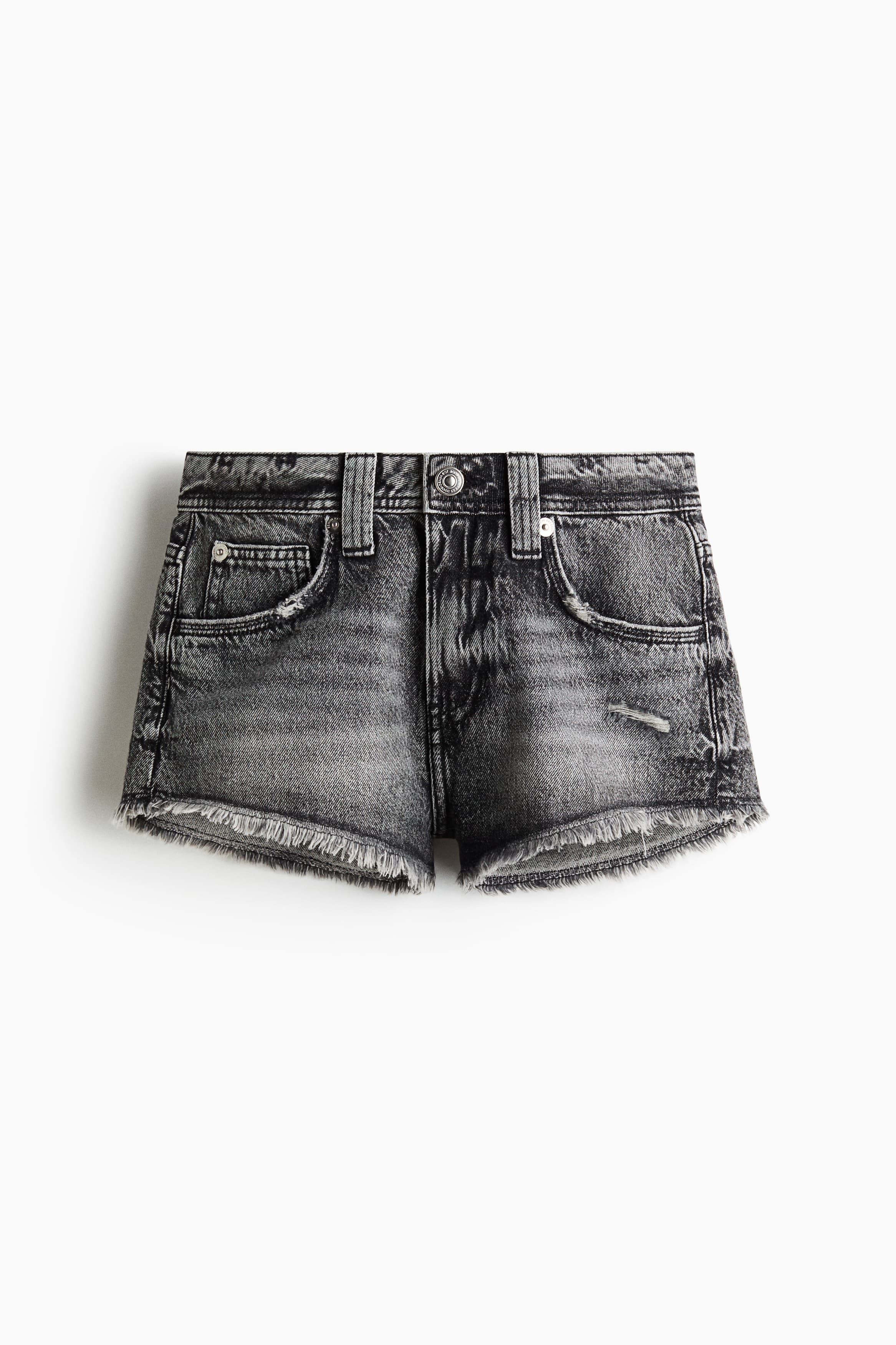Denim short met rafels