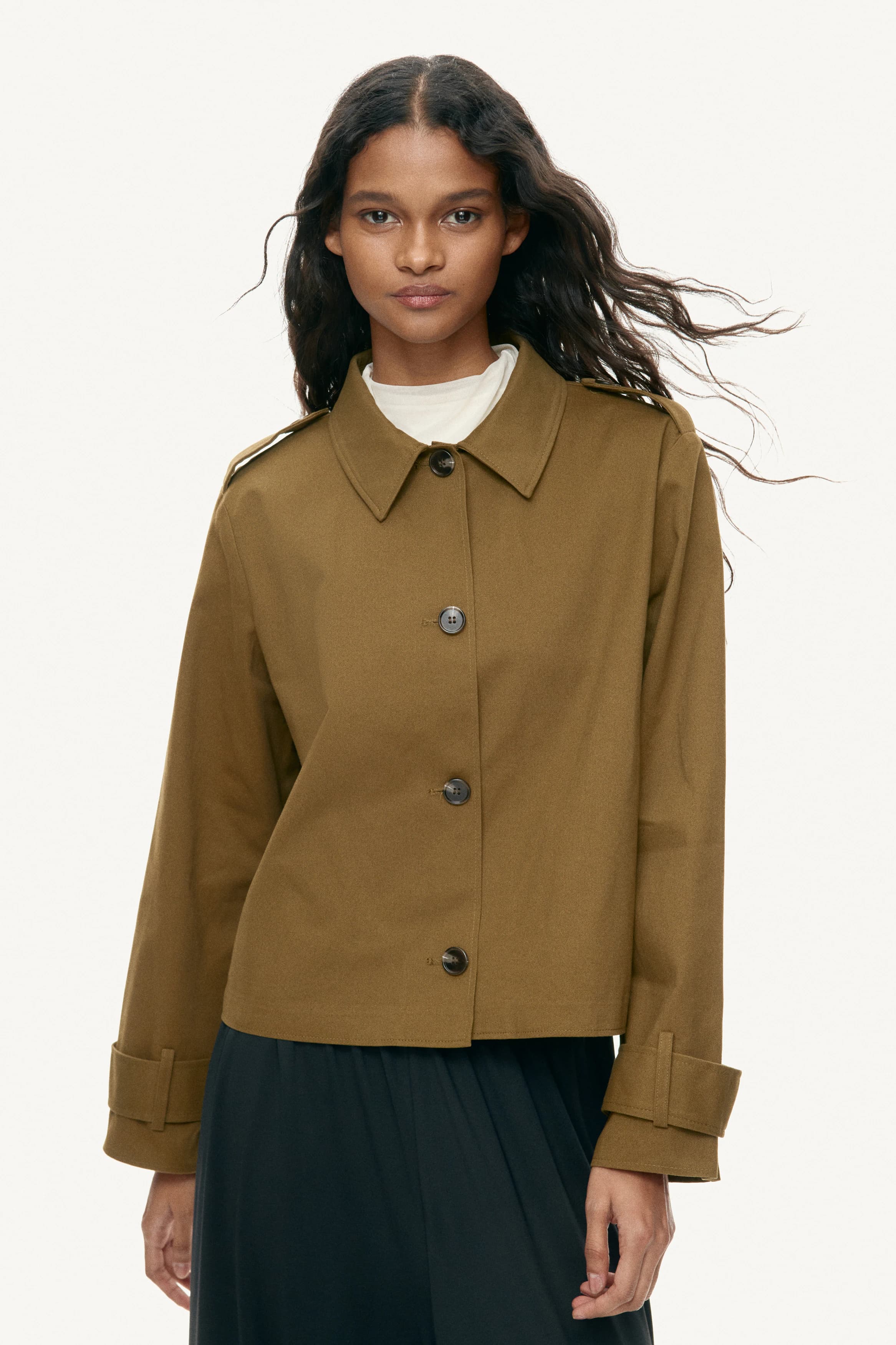 Katoenen jack met trenchcoatlook