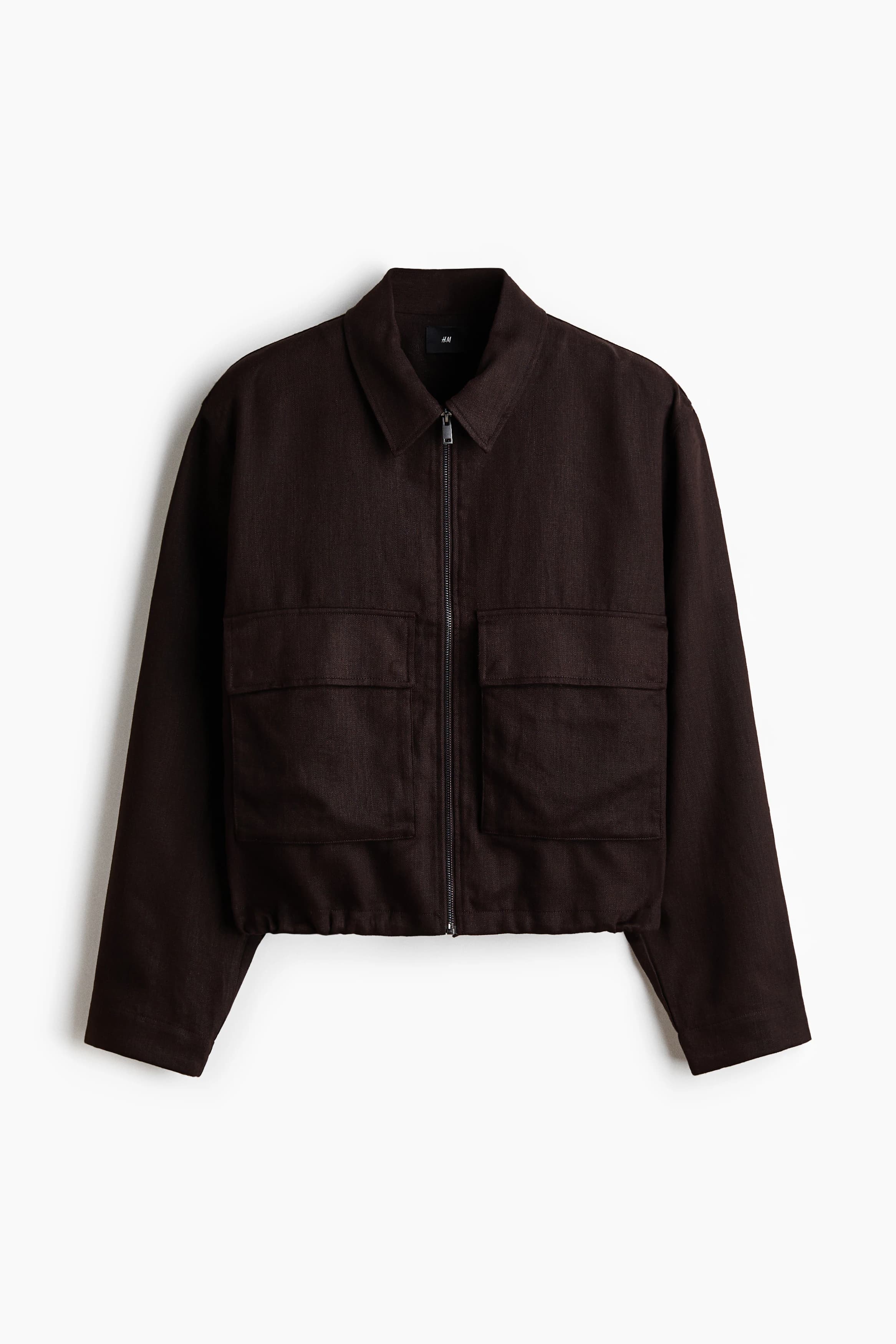 Overshirt van linnenmix met ritssluiting
