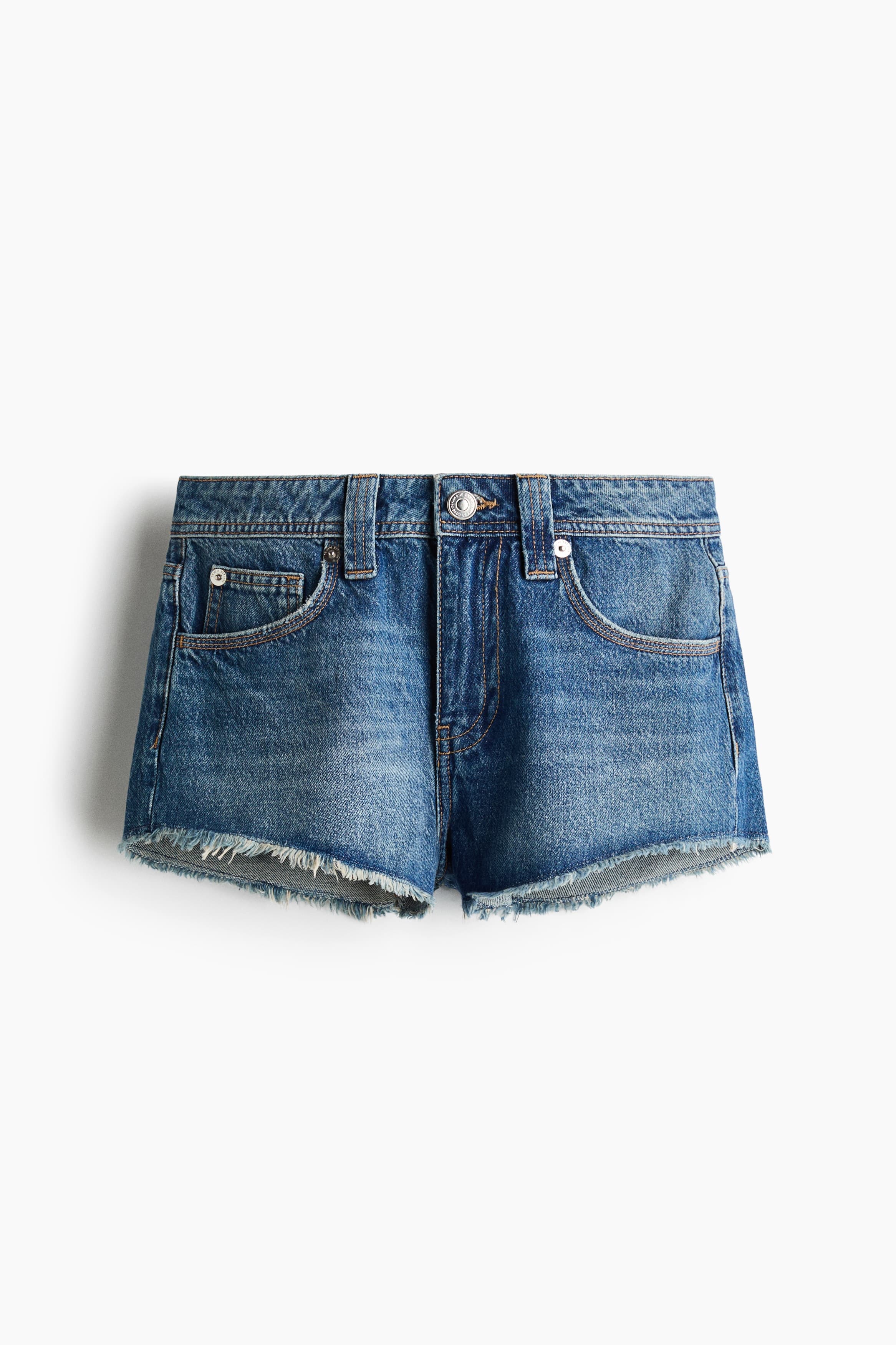 Denim short met rafels