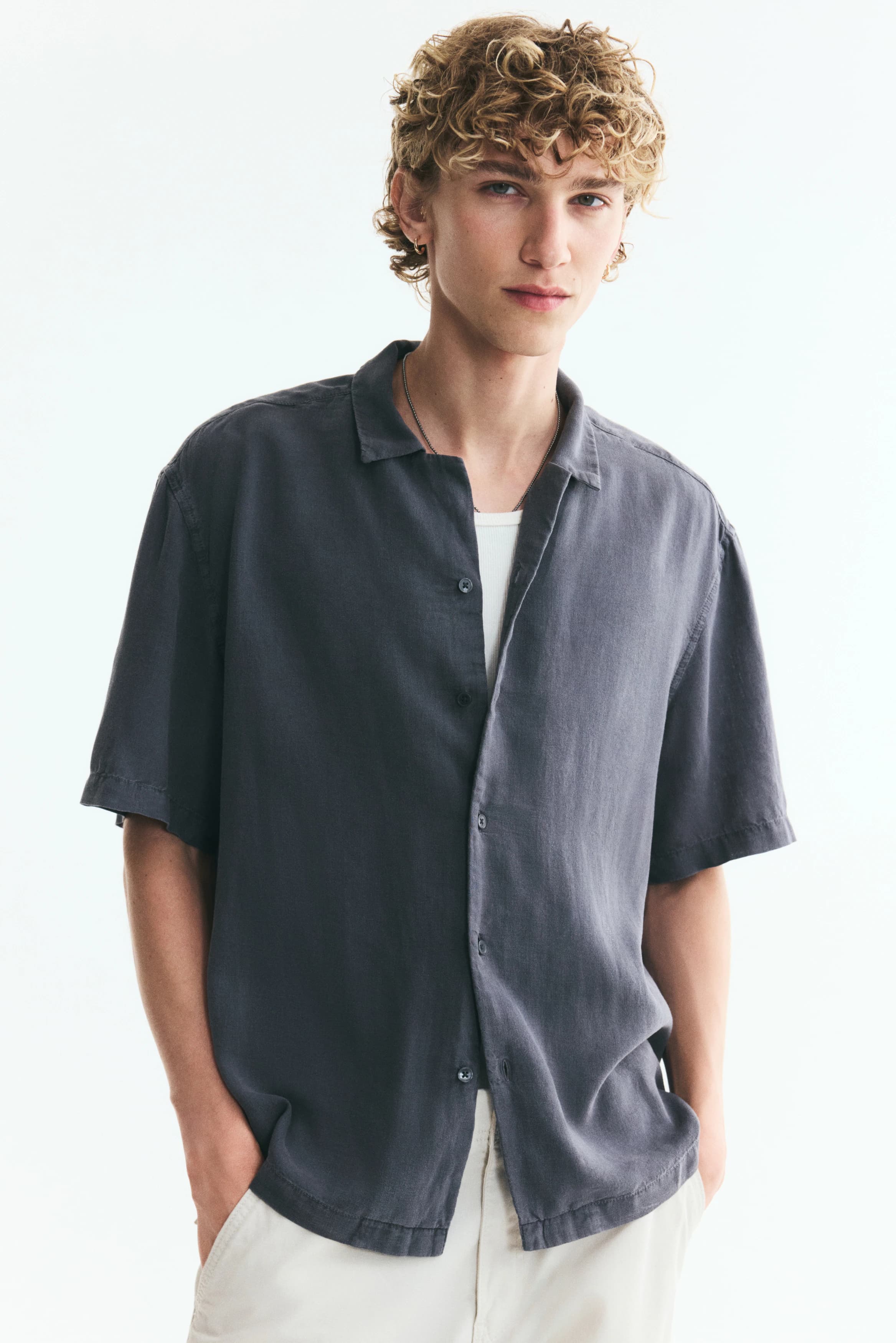 Casual overhemd van linnenmix - Relaxed Fit