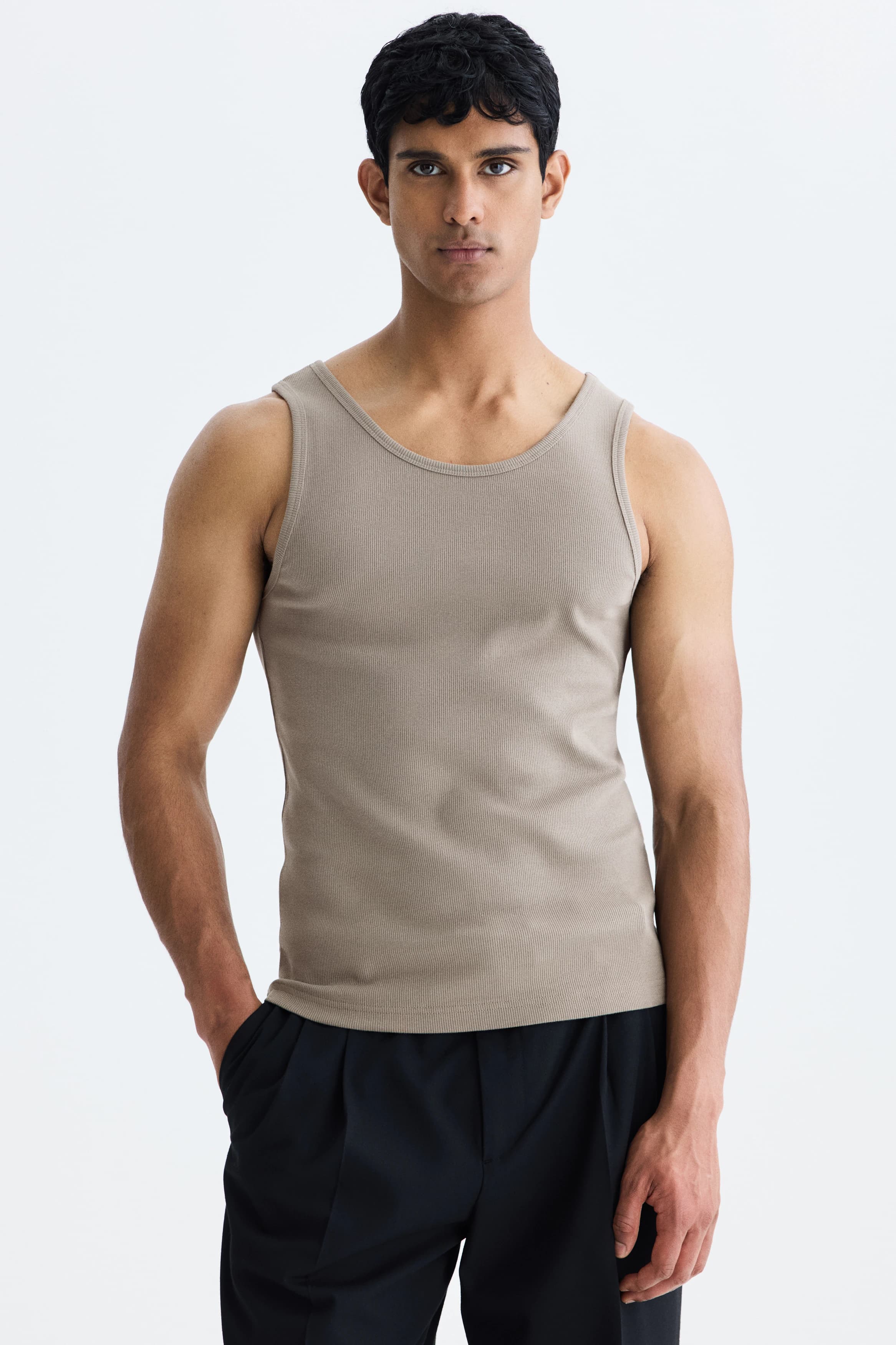 Geribde tanktop - Slim Fit