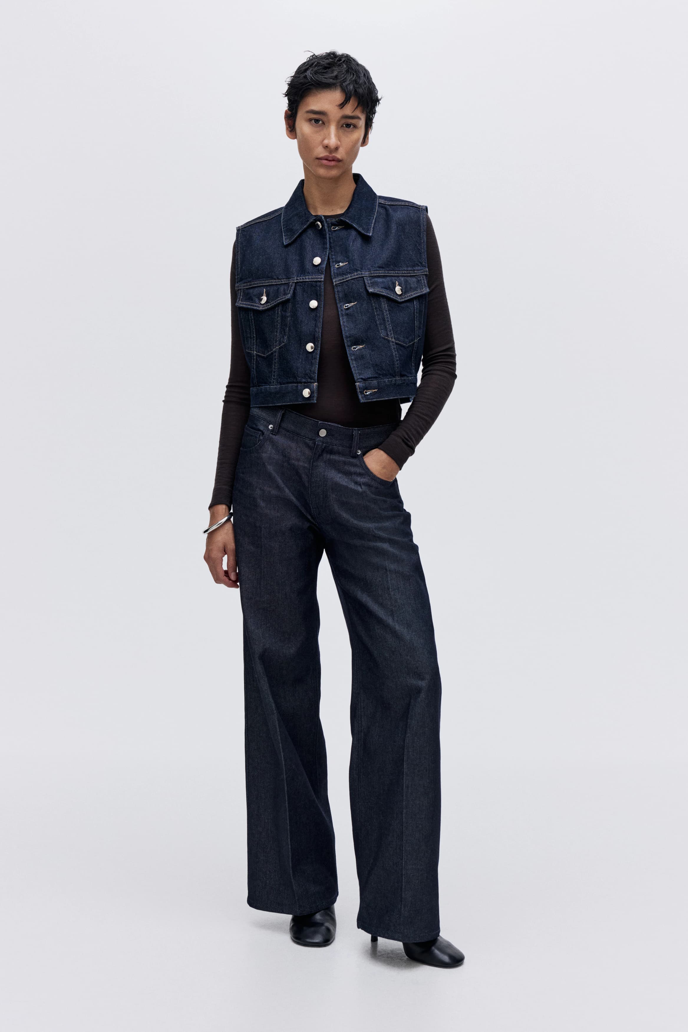 Cropped gilet van denim