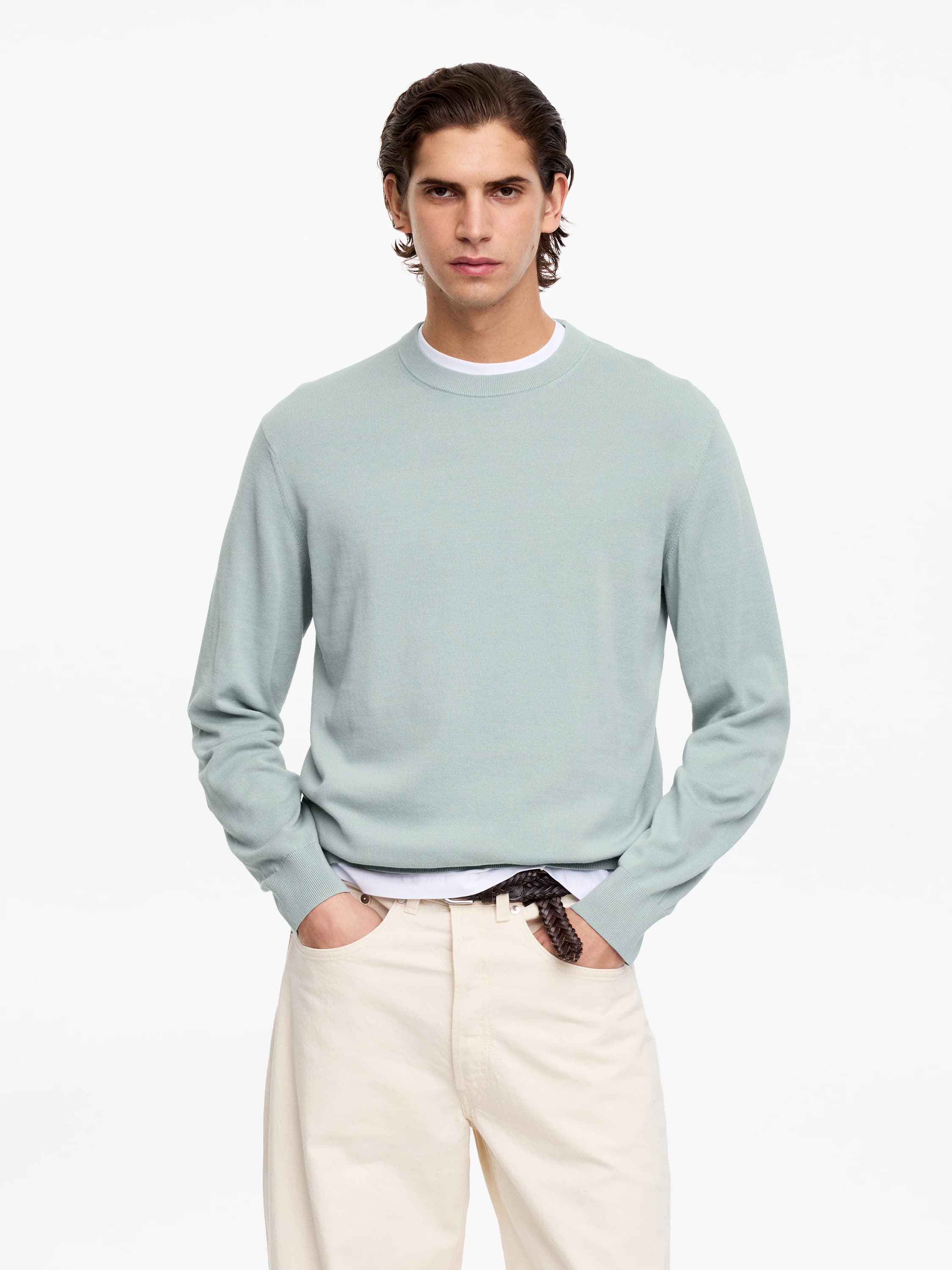 Trui van lichtgewicht katoen met ronde hals