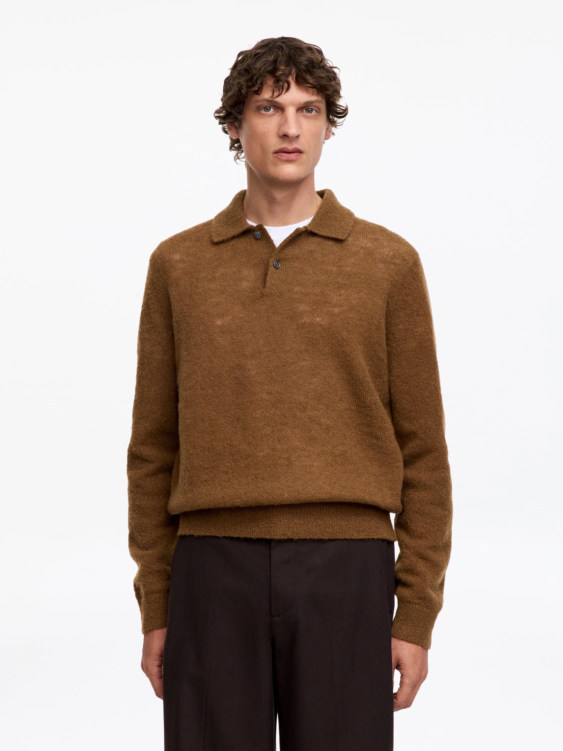 Gebreid poloshirt van een wolmix