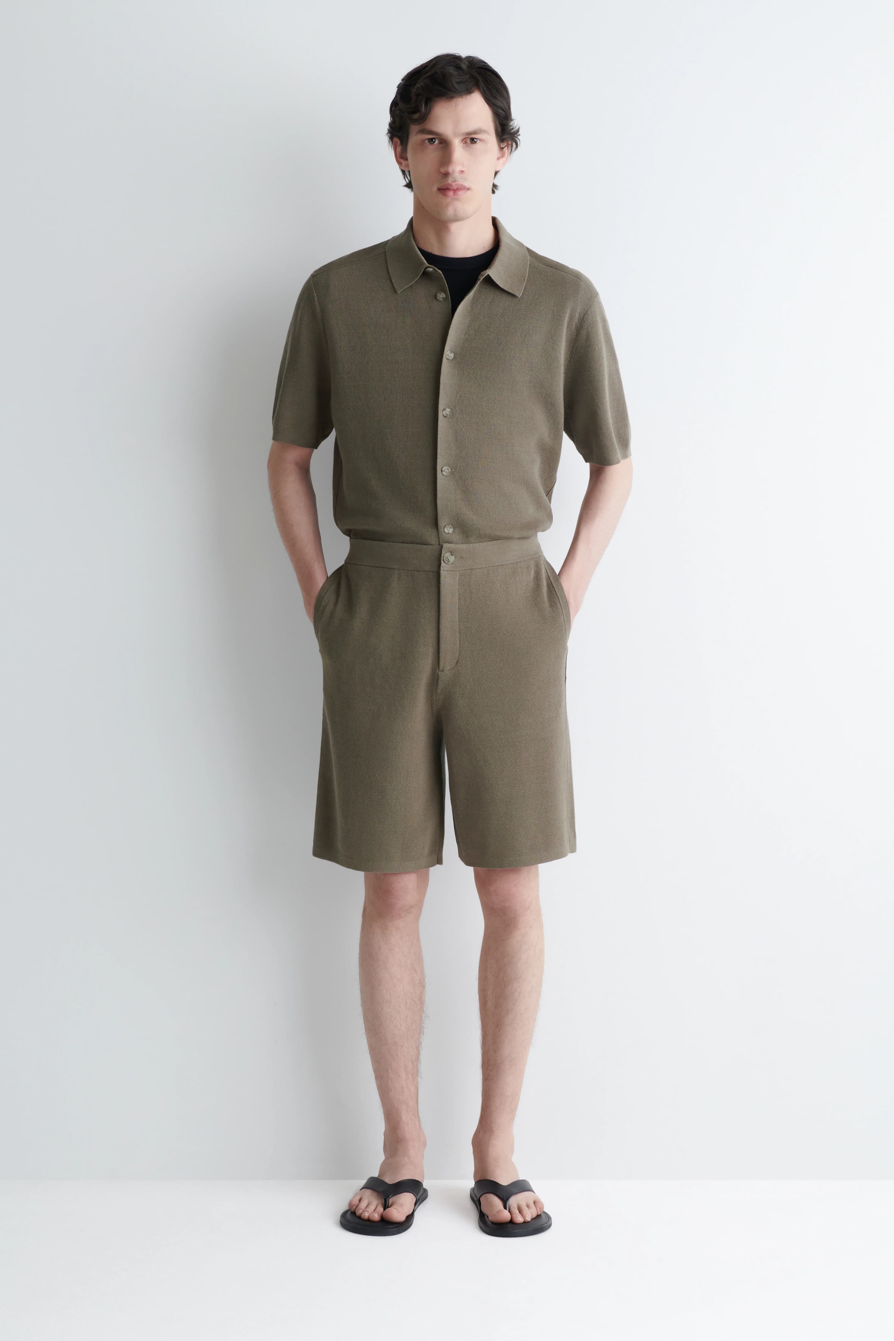 Gebreide linnen shorts