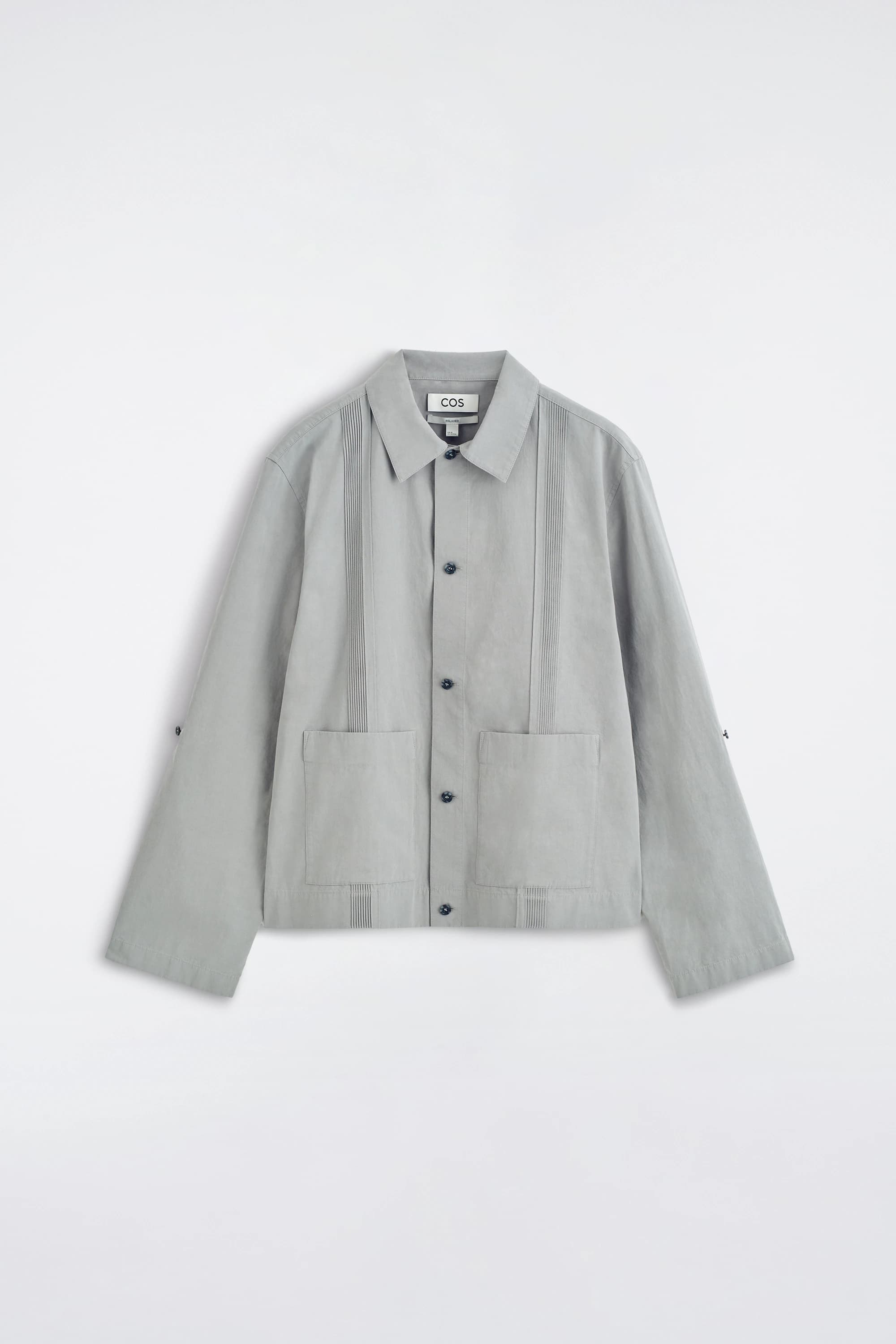 Overshirt van katoen-linnen met fijne plooitjes
