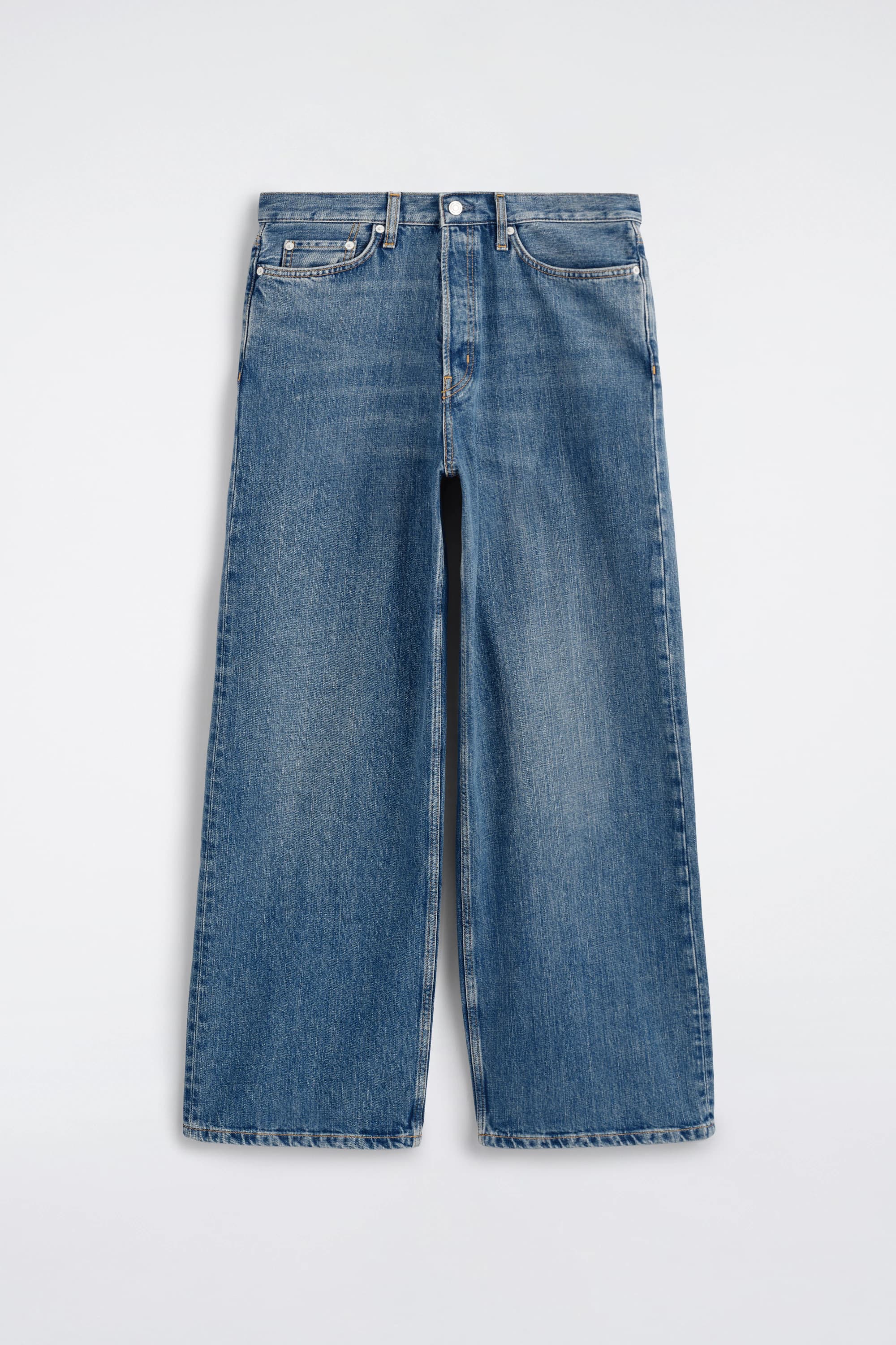 Fold jeans met ruime pasvorm en wijde pijpen