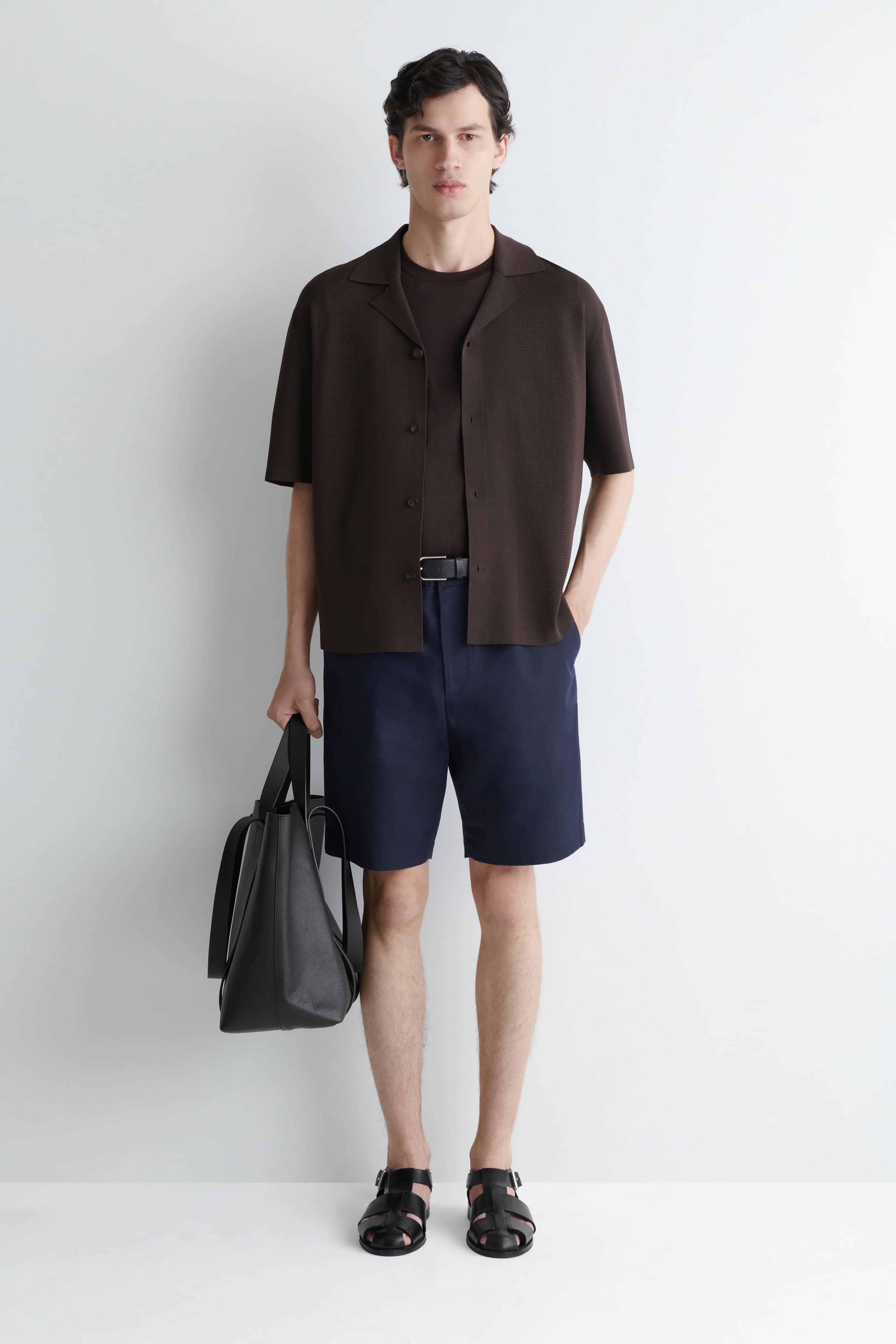 Katoenen chino-shorts met rechte pijpen