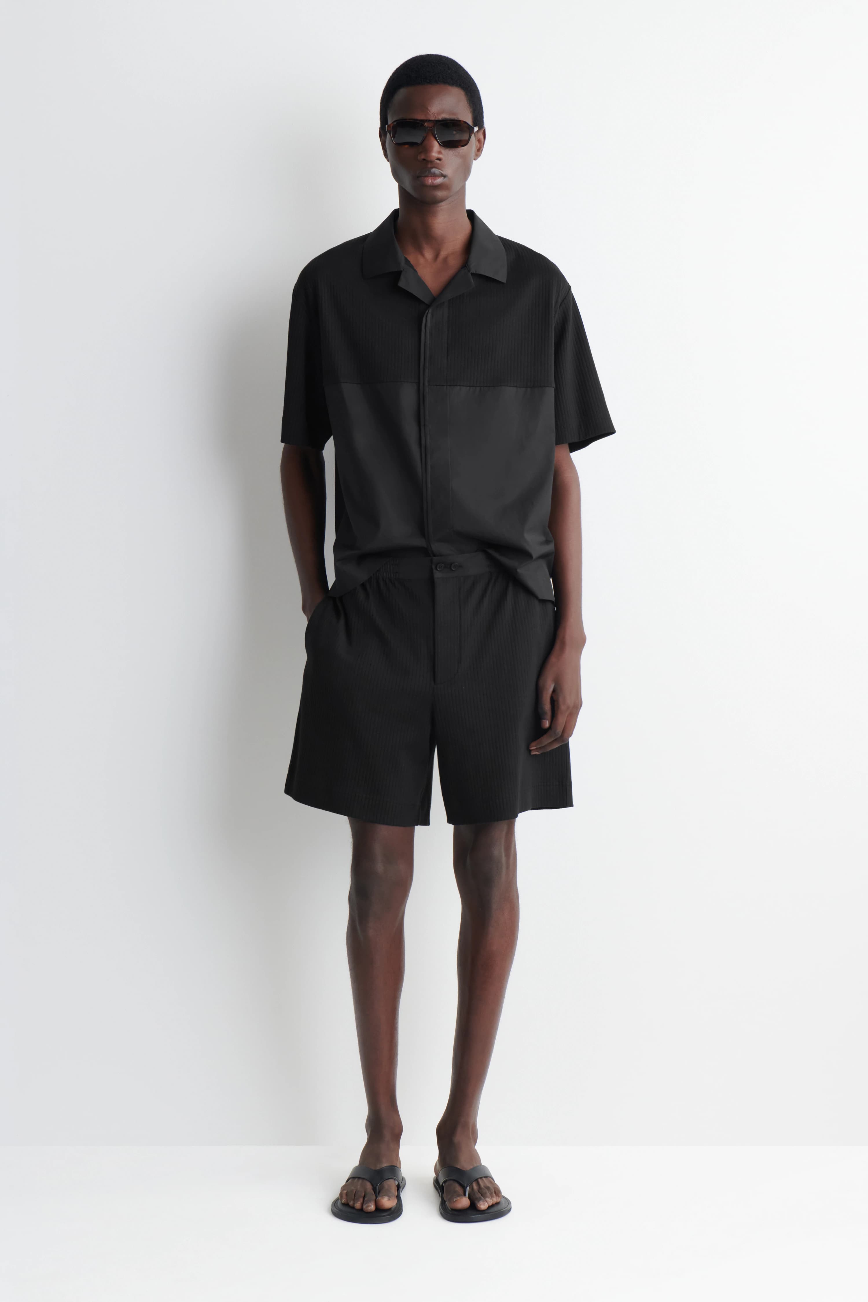 Geribde shorts van katoenen jersey
