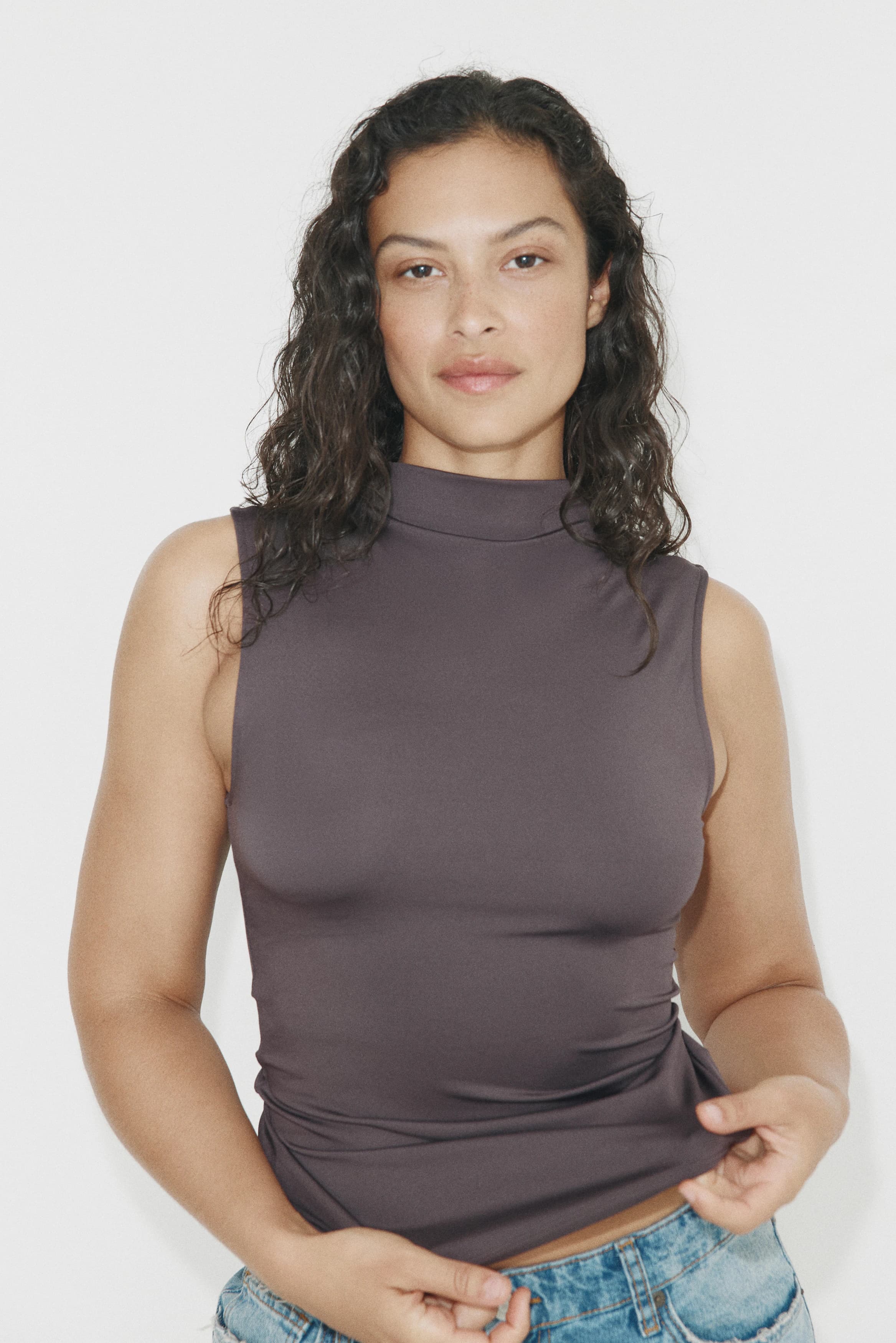 Top van microvezel met turtleneck