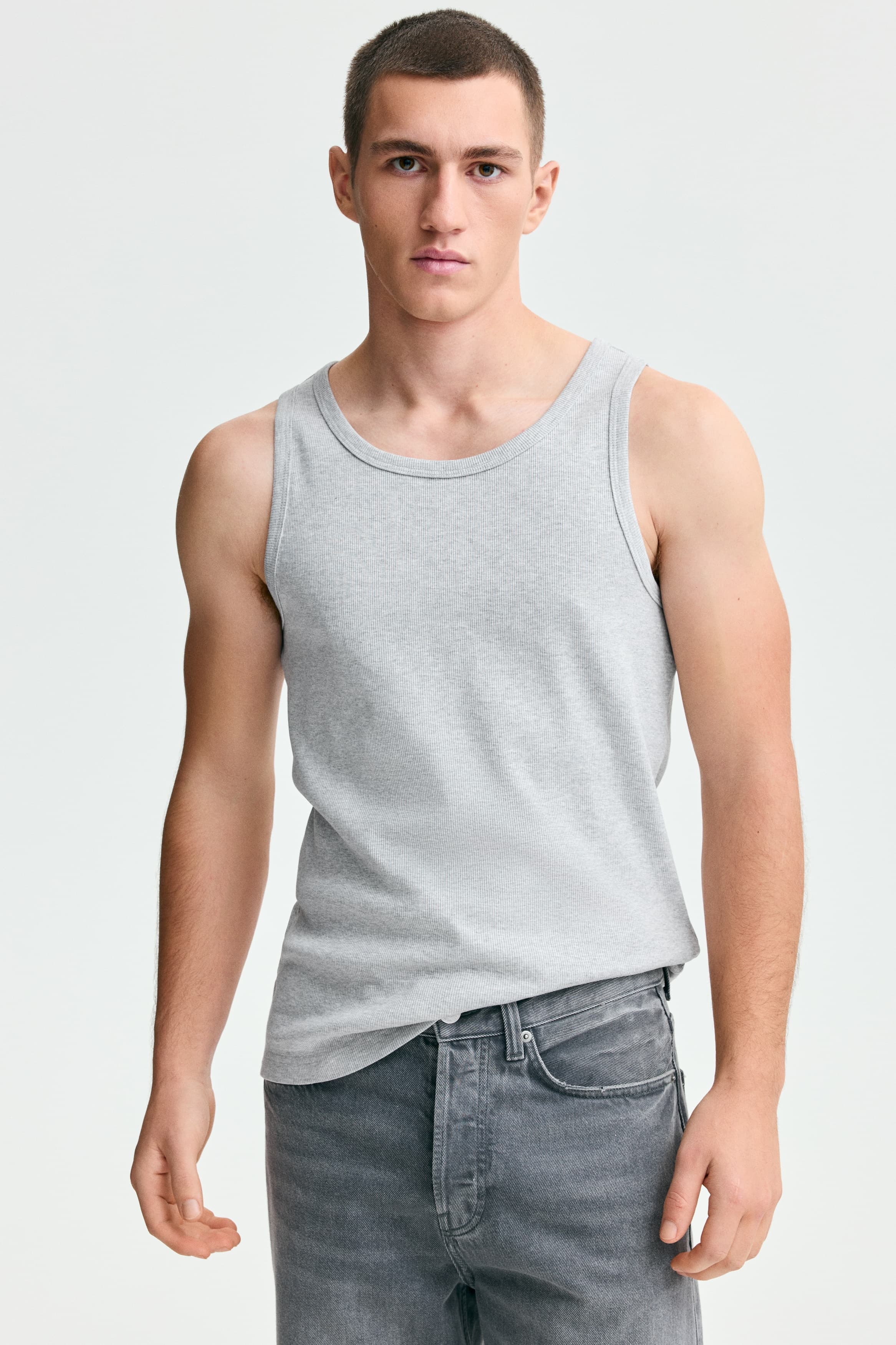 Geribde tanktop - Slim Fit