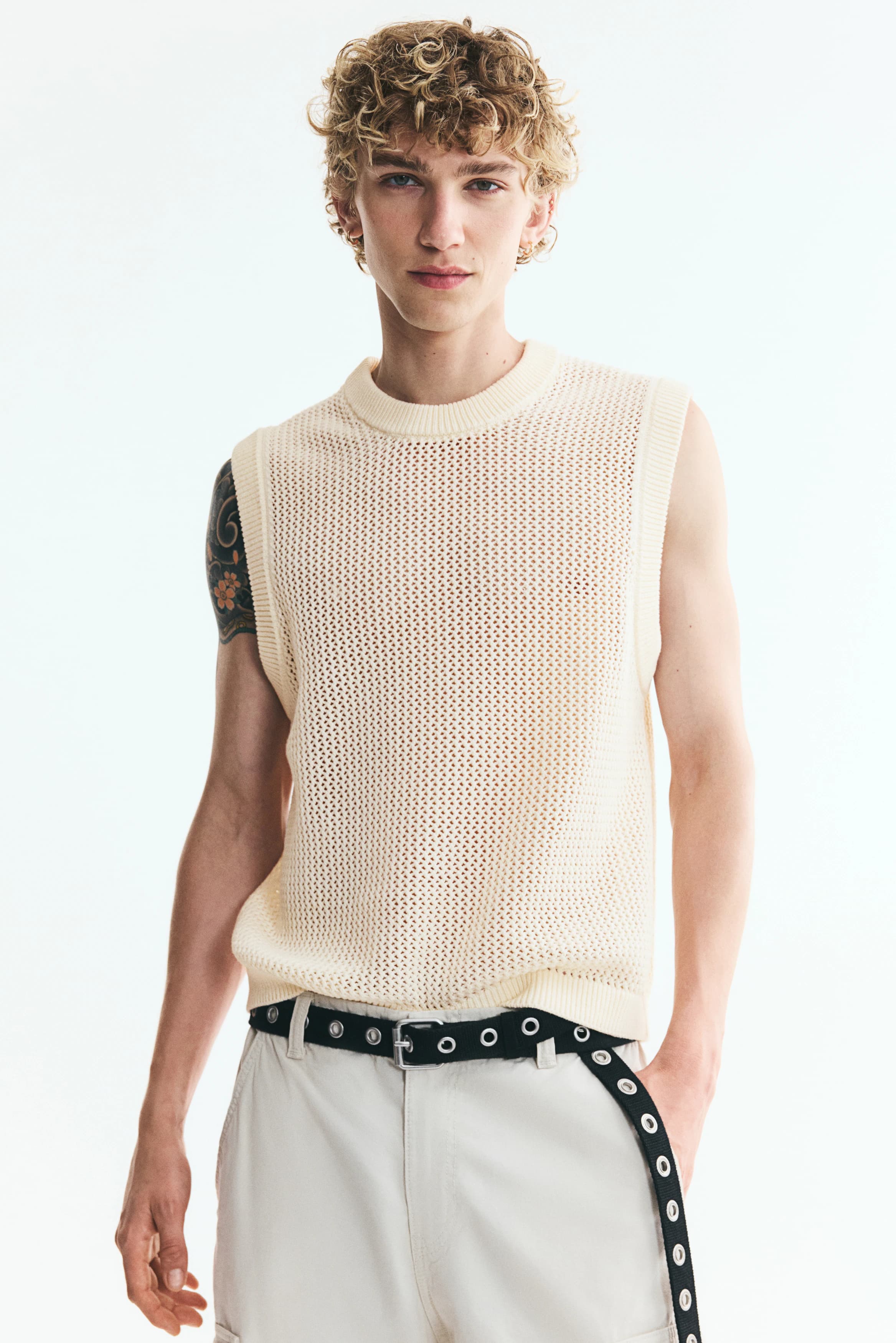 Ajourgebreide slip-over - Regular Fit
