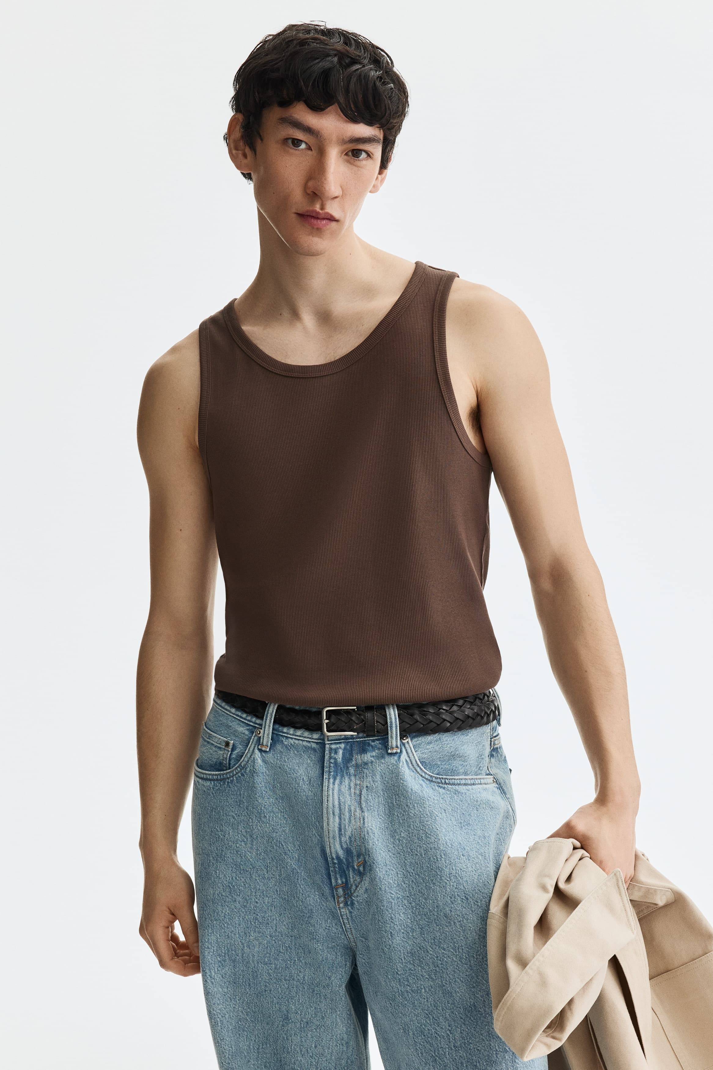 Geribde tanktop - Slim Fit