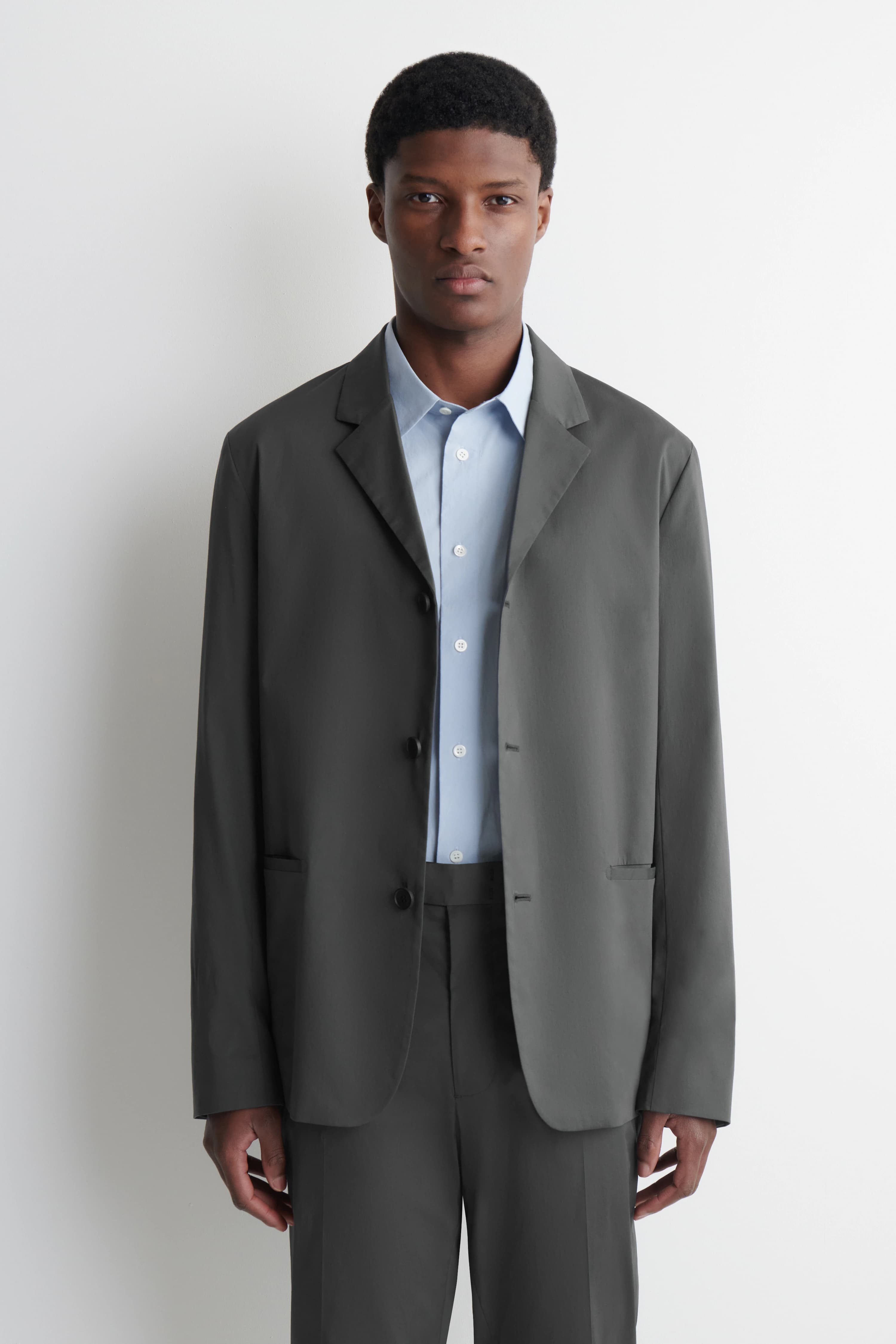 Ongestructureerde slanke katoenen blazer